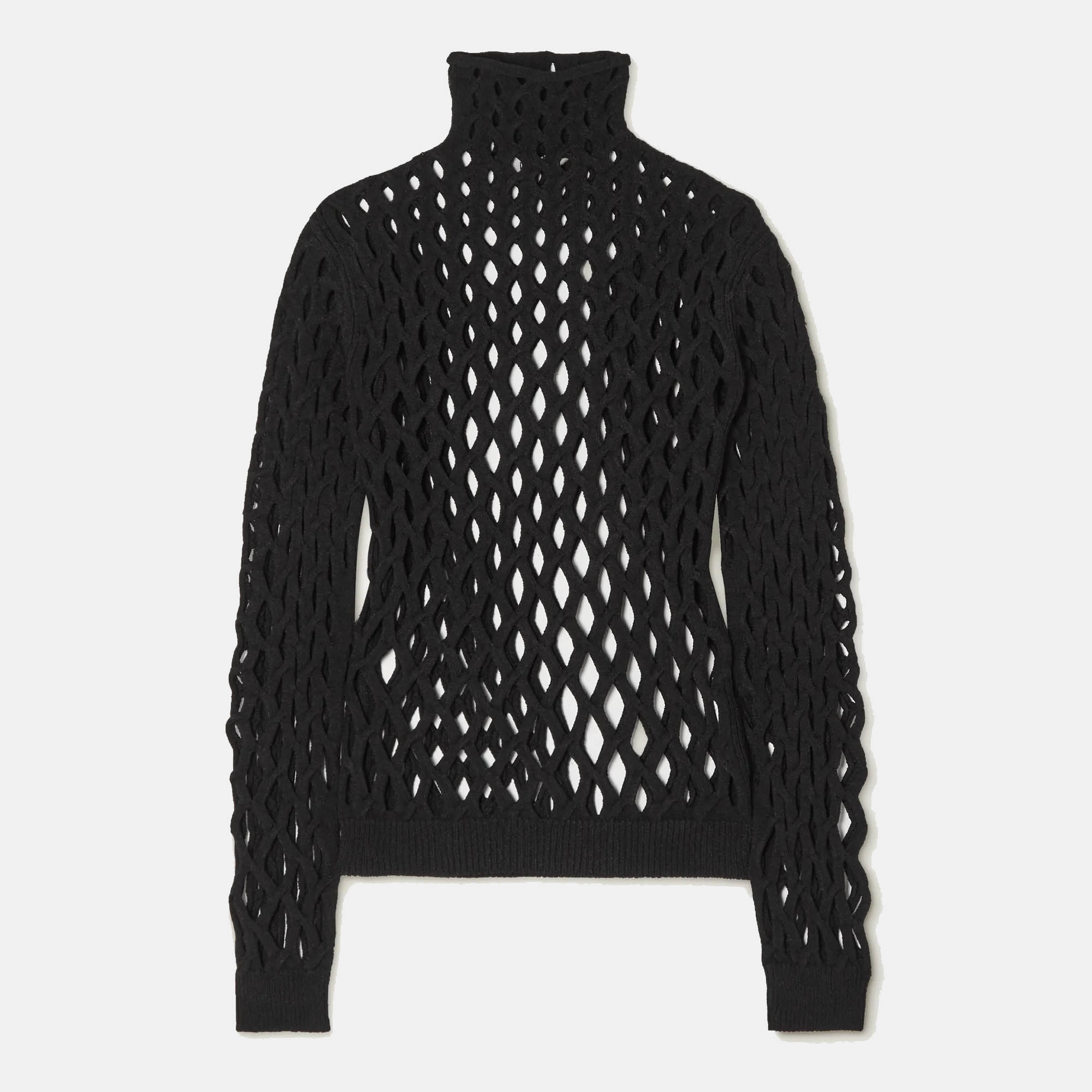 

Valentino Black Mesh Knit High Neck Sweater L