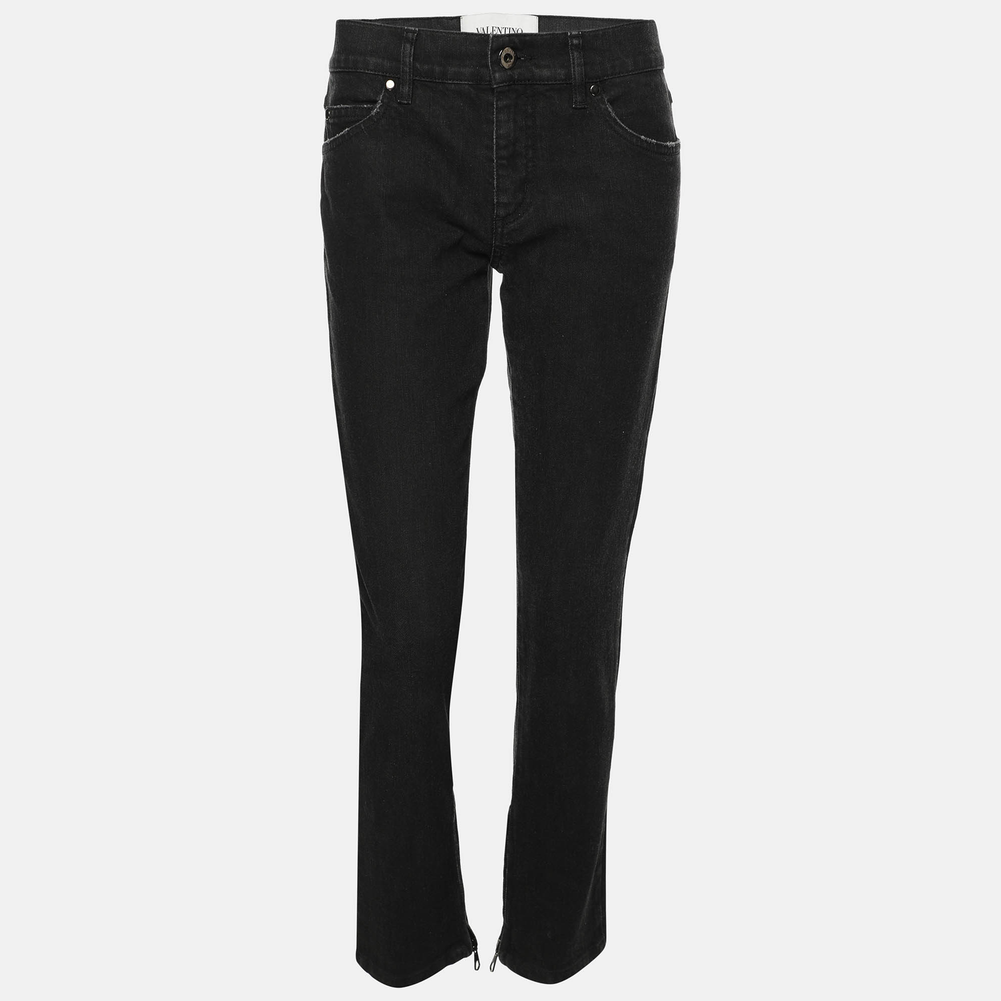 

Valentino Black Denim Petale Jeans XS