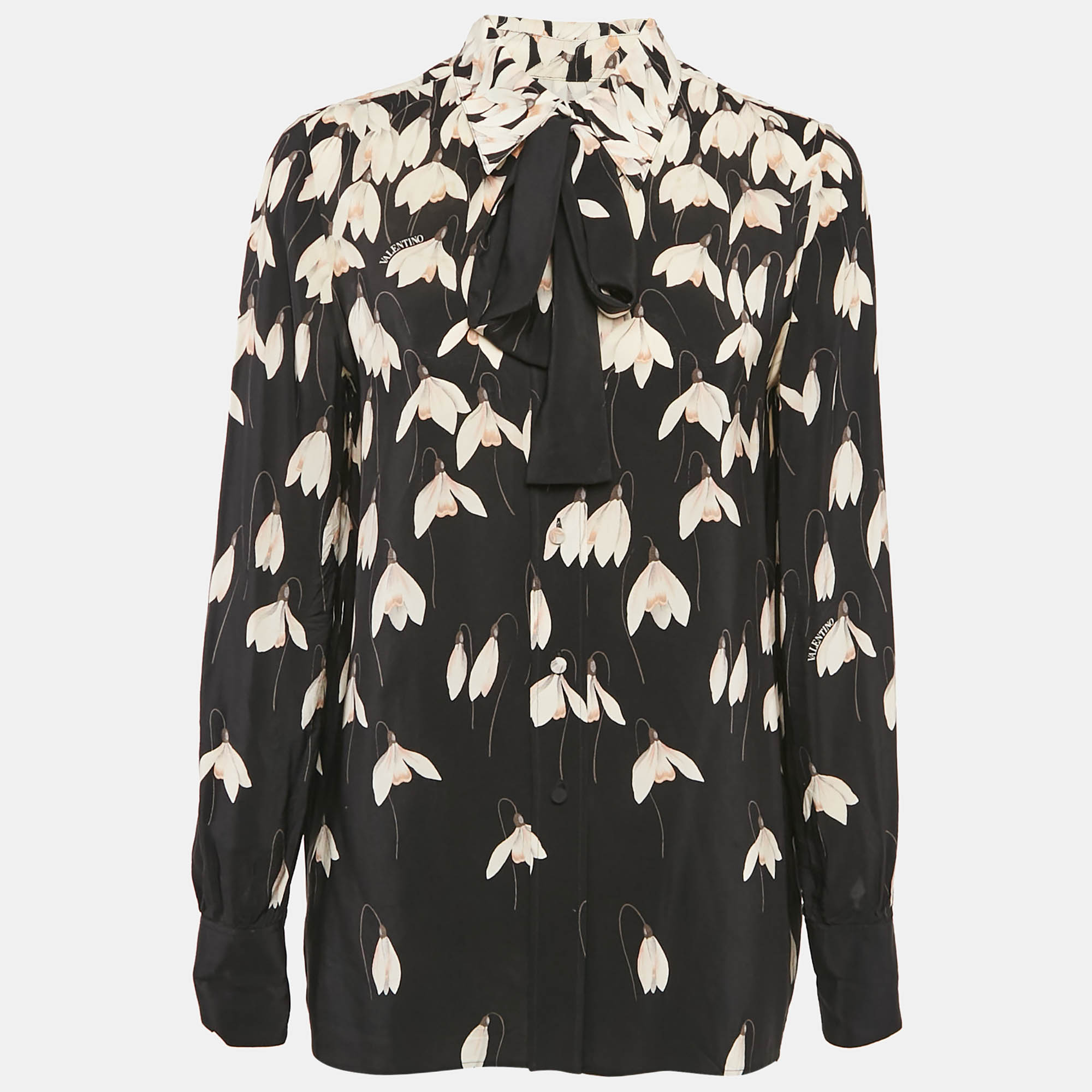 

Valentino Black Bucaneve Print Silk Shirt M