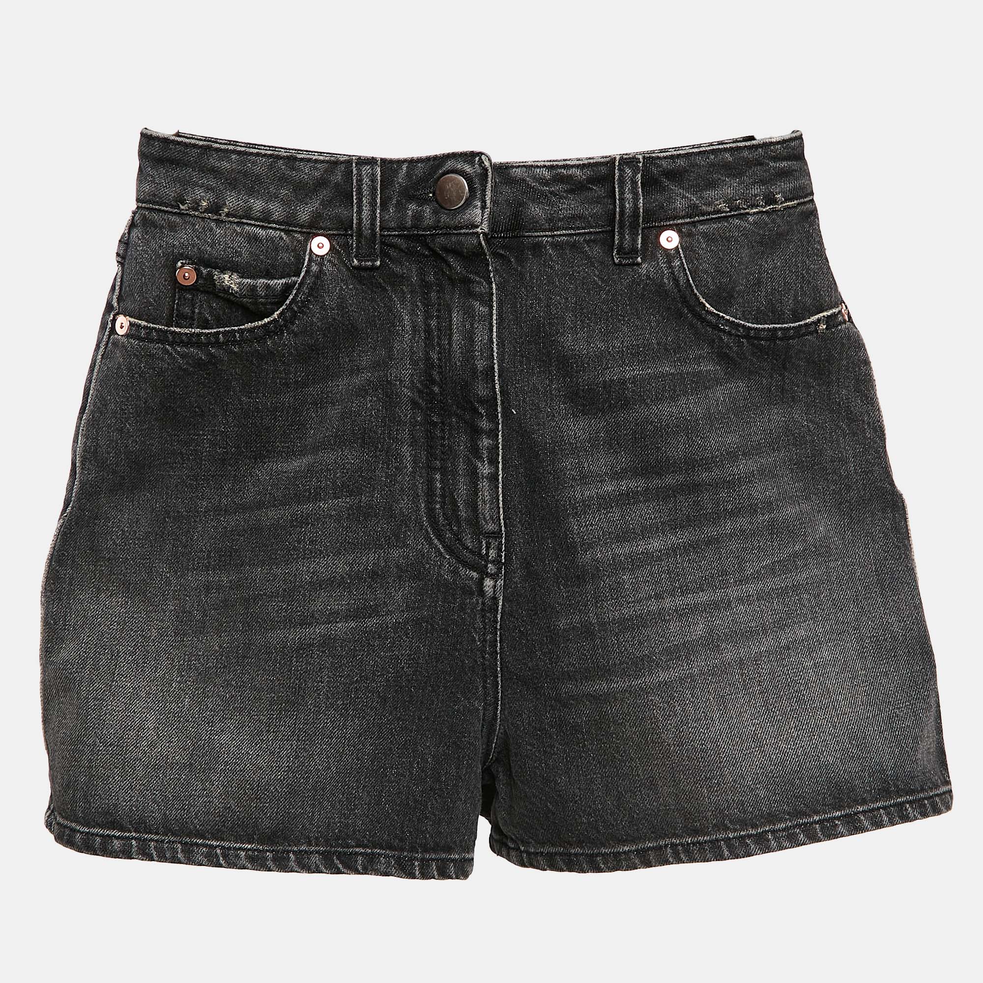 

Valentino Black Distressed Denim Shorts M