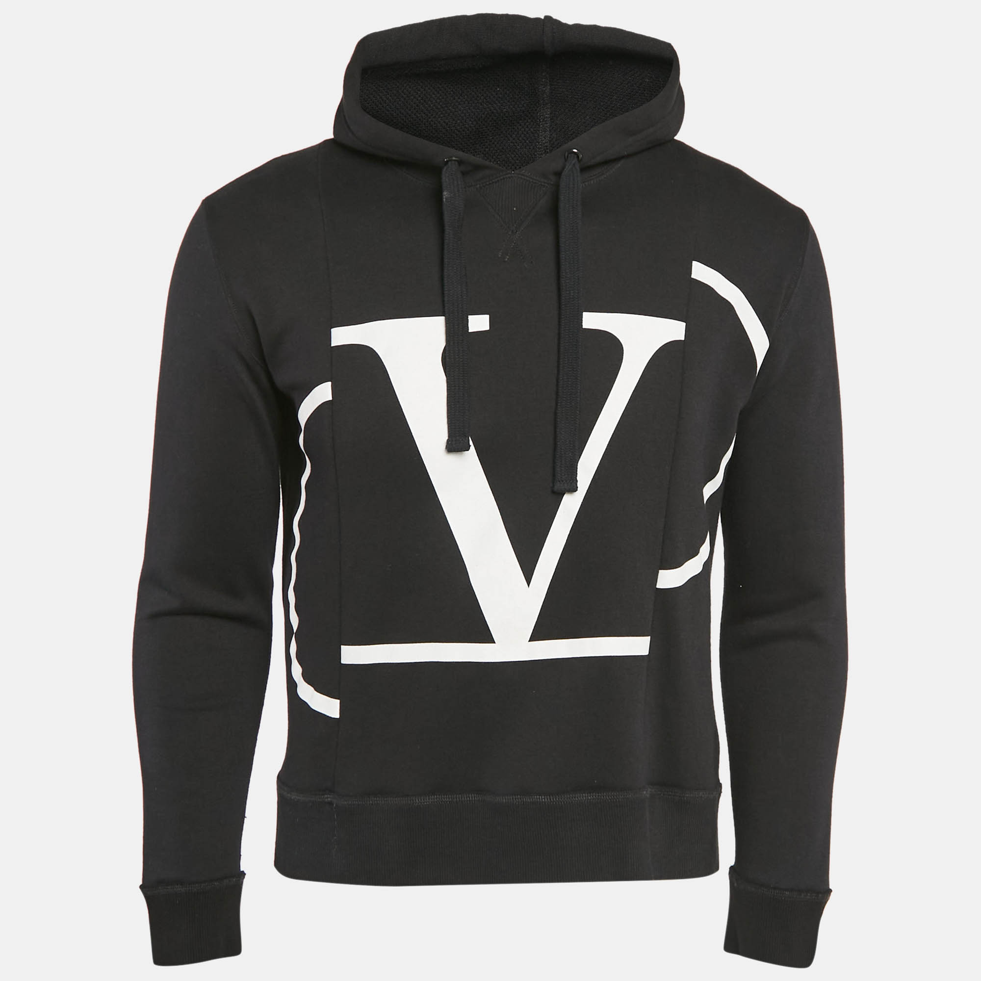 

Valentino Black Logo Print Cotton Hooded Sweatshirt S