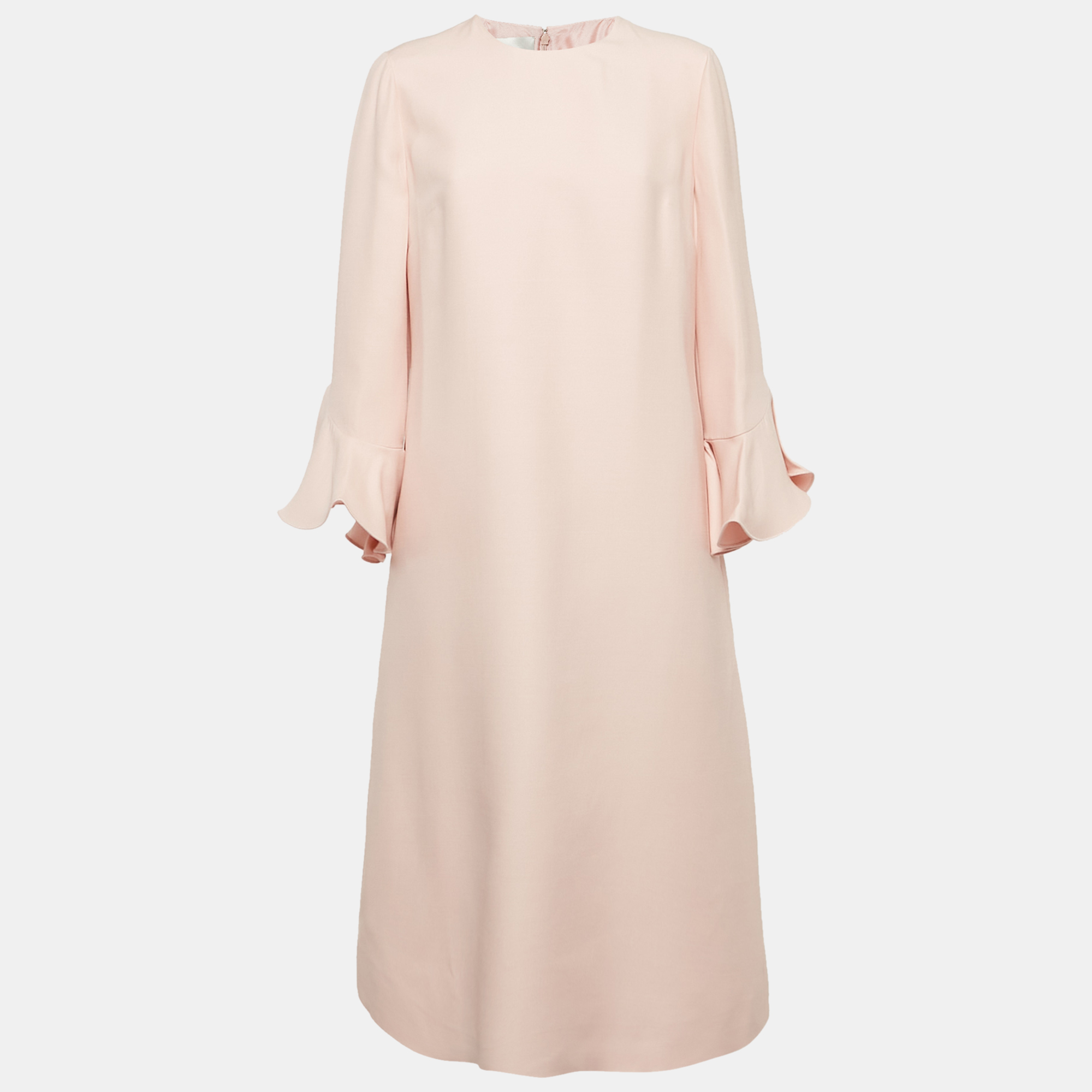 

Valentino Pink Wool Blend Bell Sleeve Midi Dress M