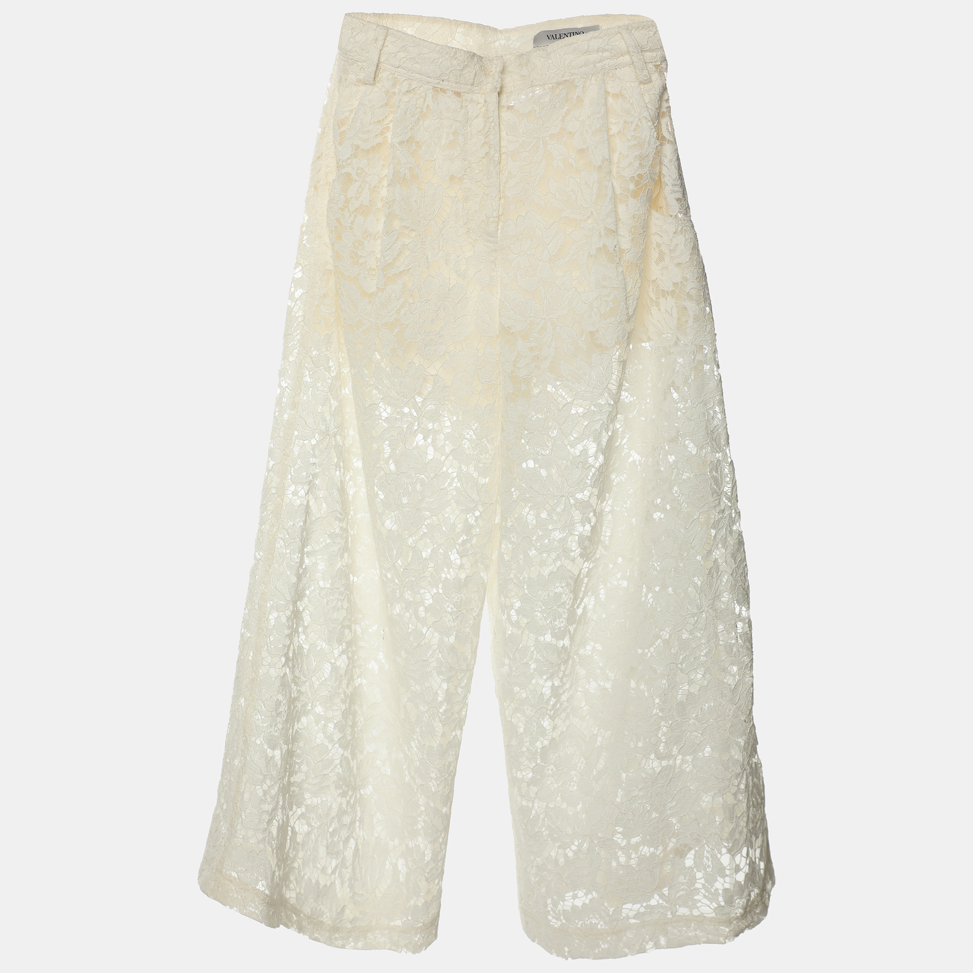 

Valentino Cream Lace Wide Leg Trouser XS