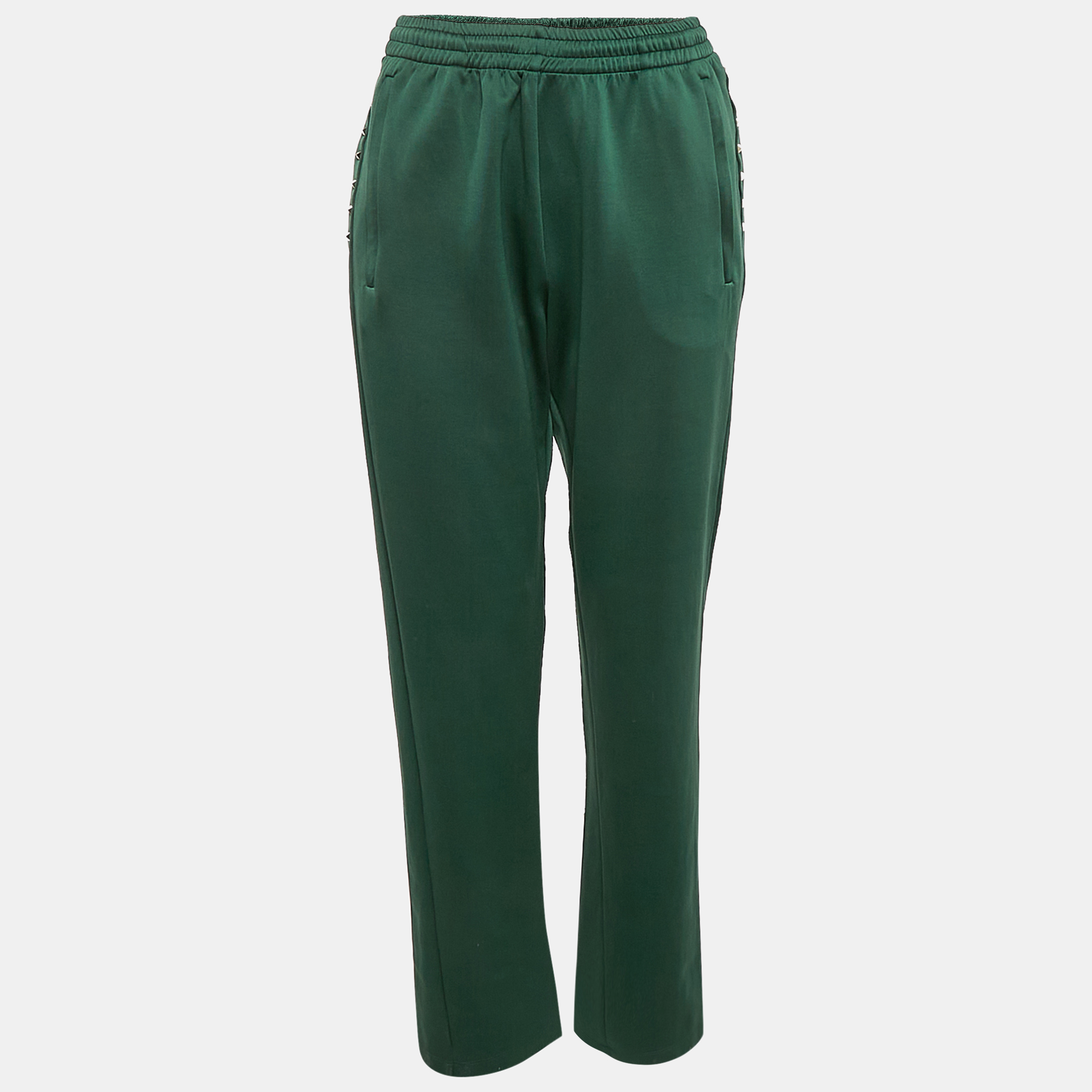 

Valentino Green Jersey Studded Jogger Pants M