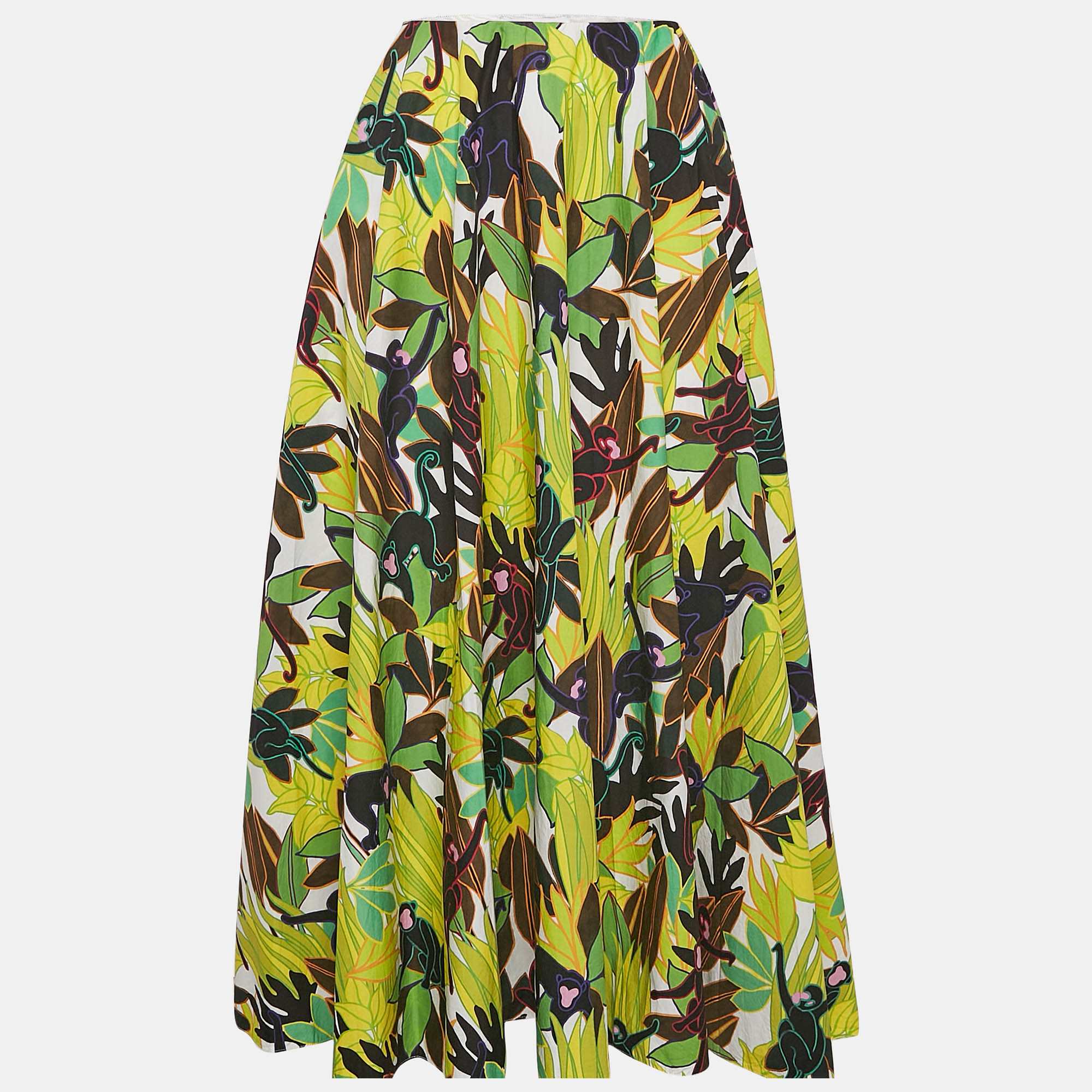 

Valentino Multicolor Printed Cotton Midi Skirt M