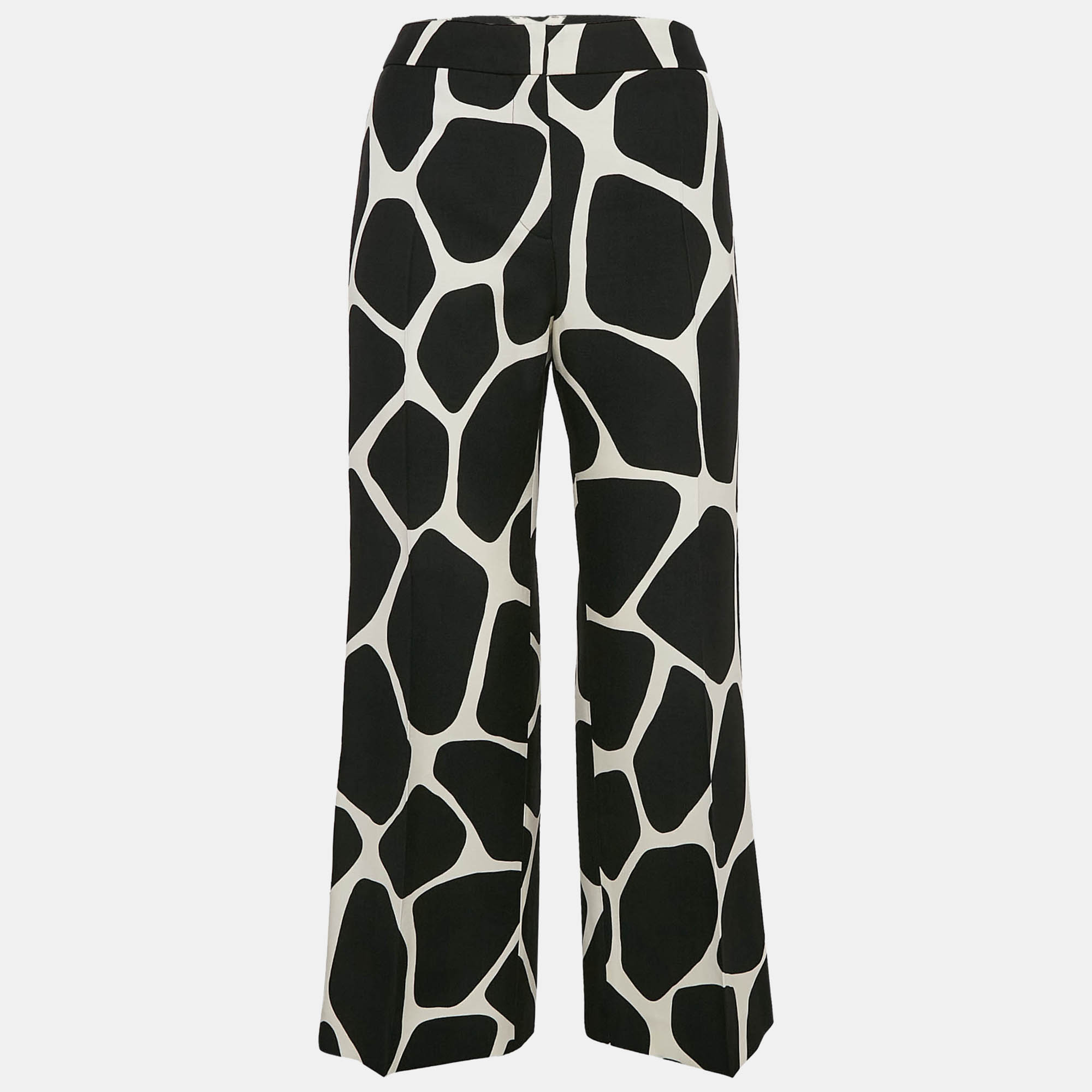 

Valentino Black/White Printed Wool Blend Wide Leg Pants M