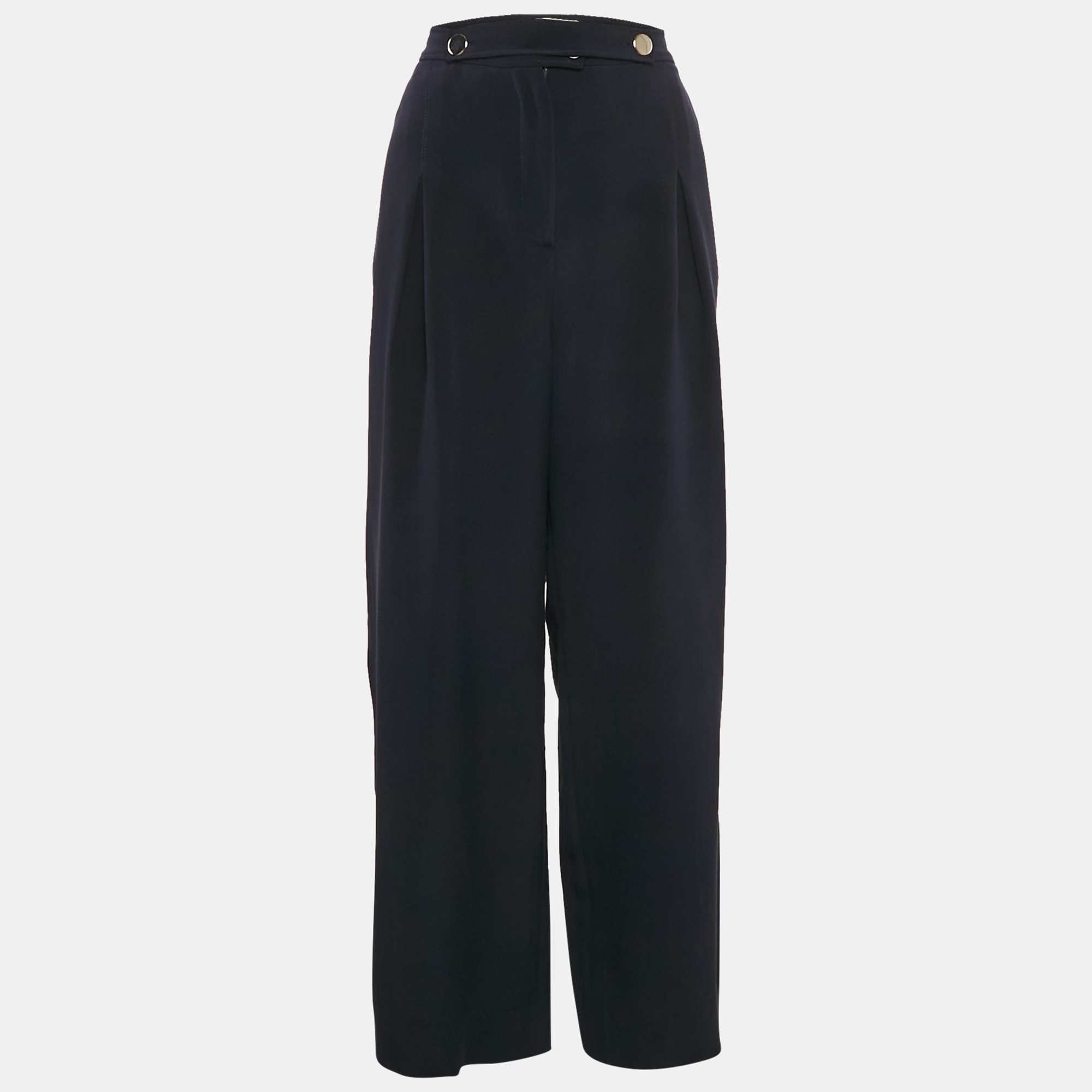 

Valentino Navy Blue Silk Straight Leg Trousers M