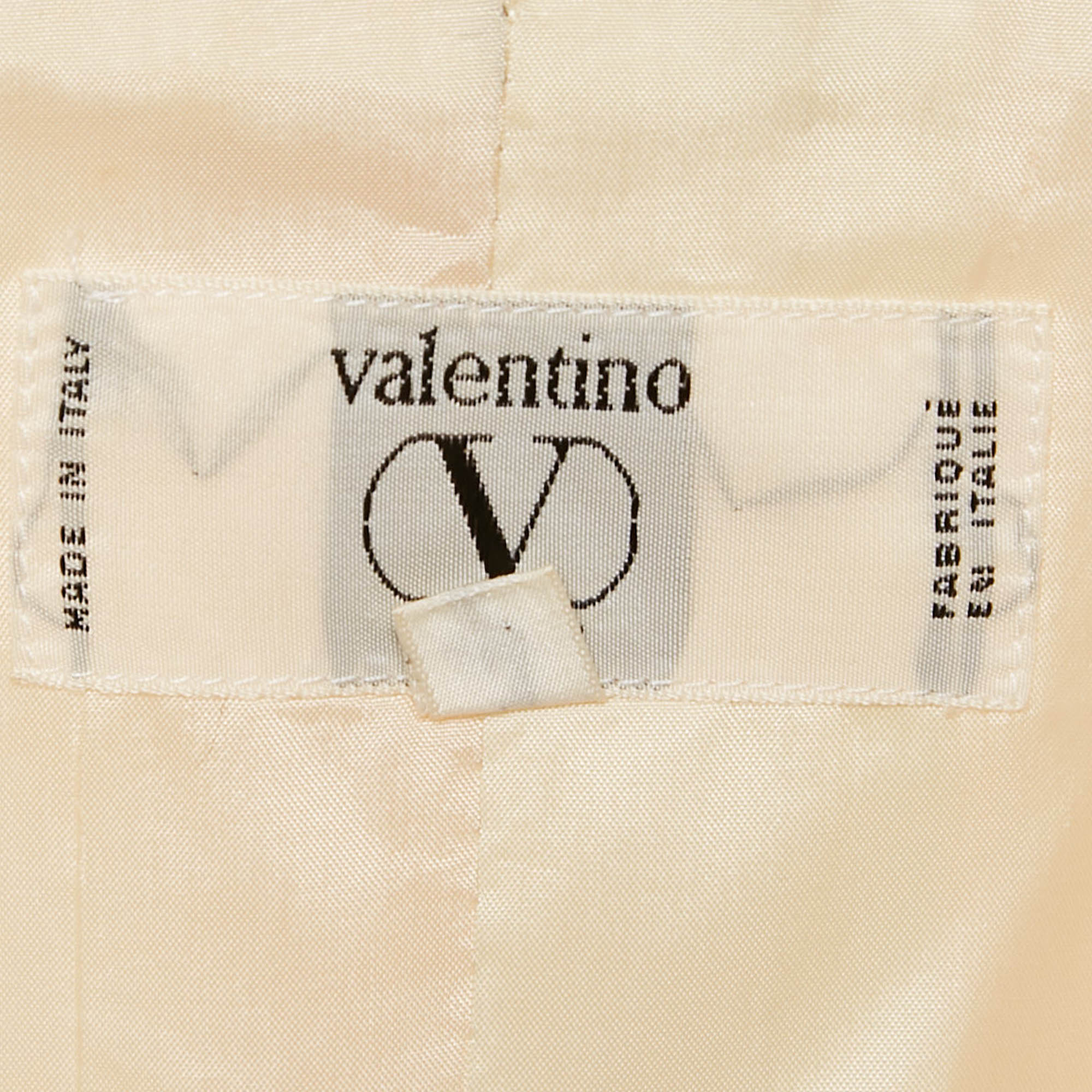 Valentino Vintage Cream Basket Weave Double Breasted Blazer M 