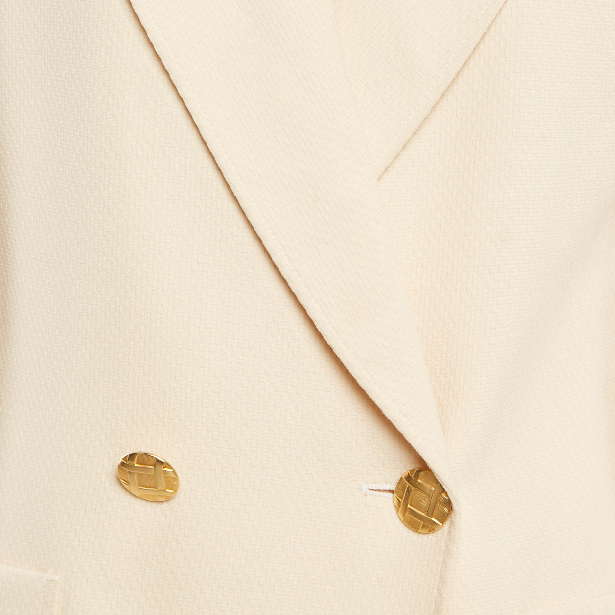 Valentino Vintage Cream Basket Weave Double Breasted Blazer M 