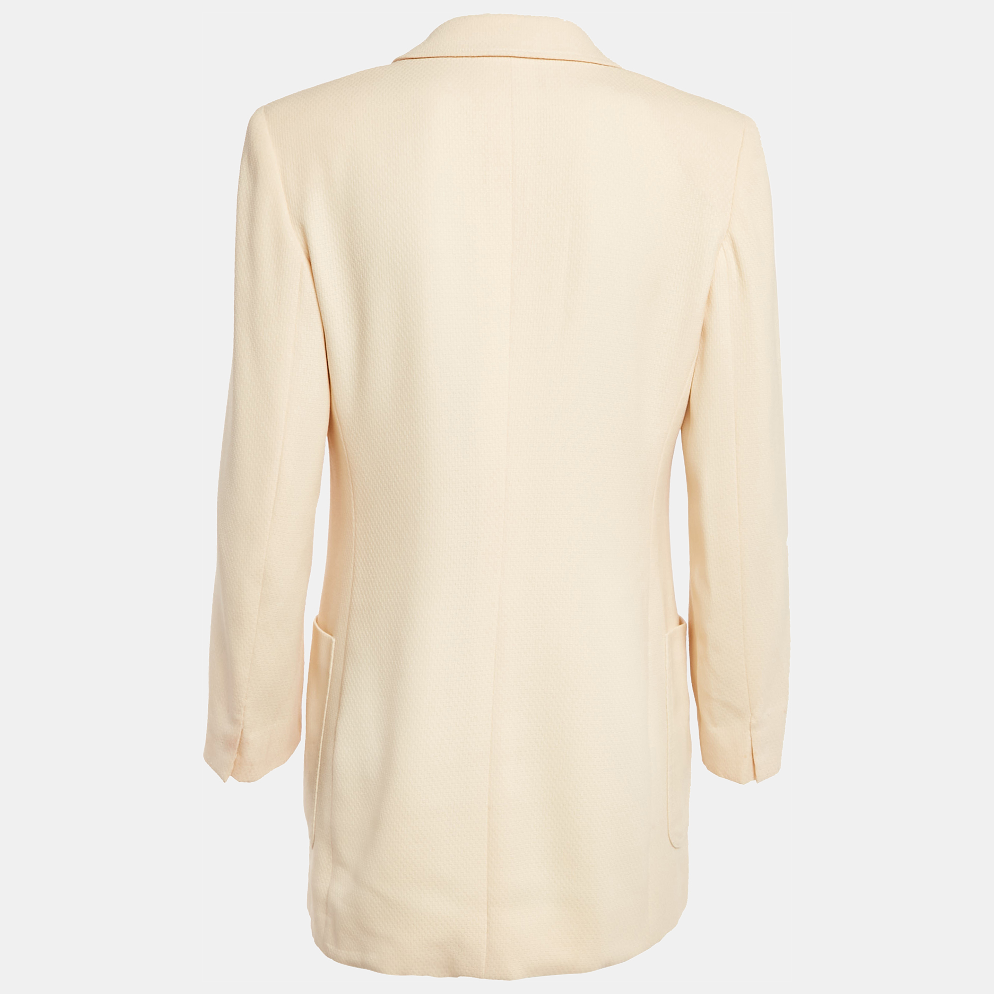 Valentino Vintage Cream Basket Weave Double Breasted Blazer M 