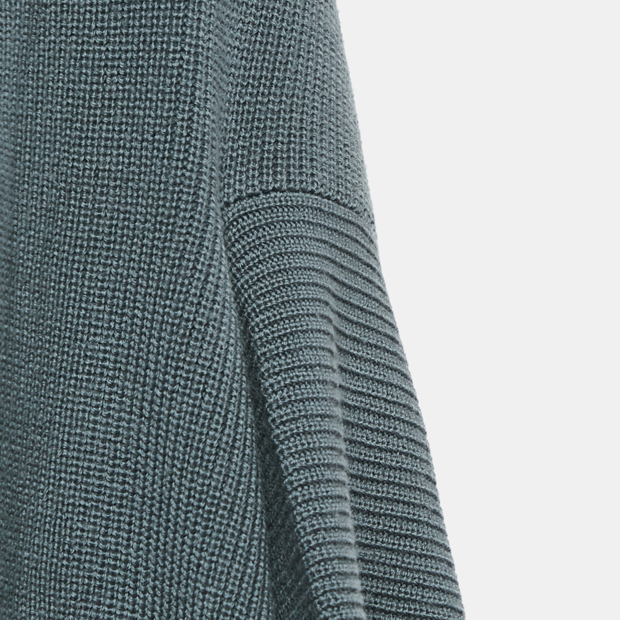 Valentino Grey Wool Rib Knit & Lace Trim Open Cardigan M 