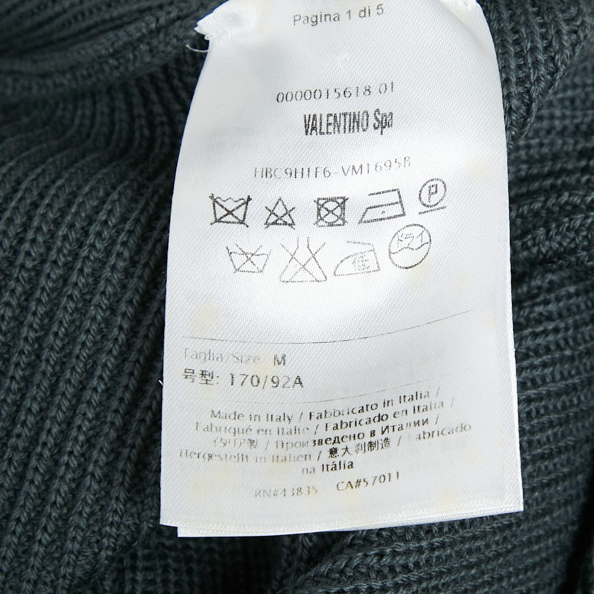 Valentino Grey Wool Rib Knit & Lace Trim Open Cardigan M 