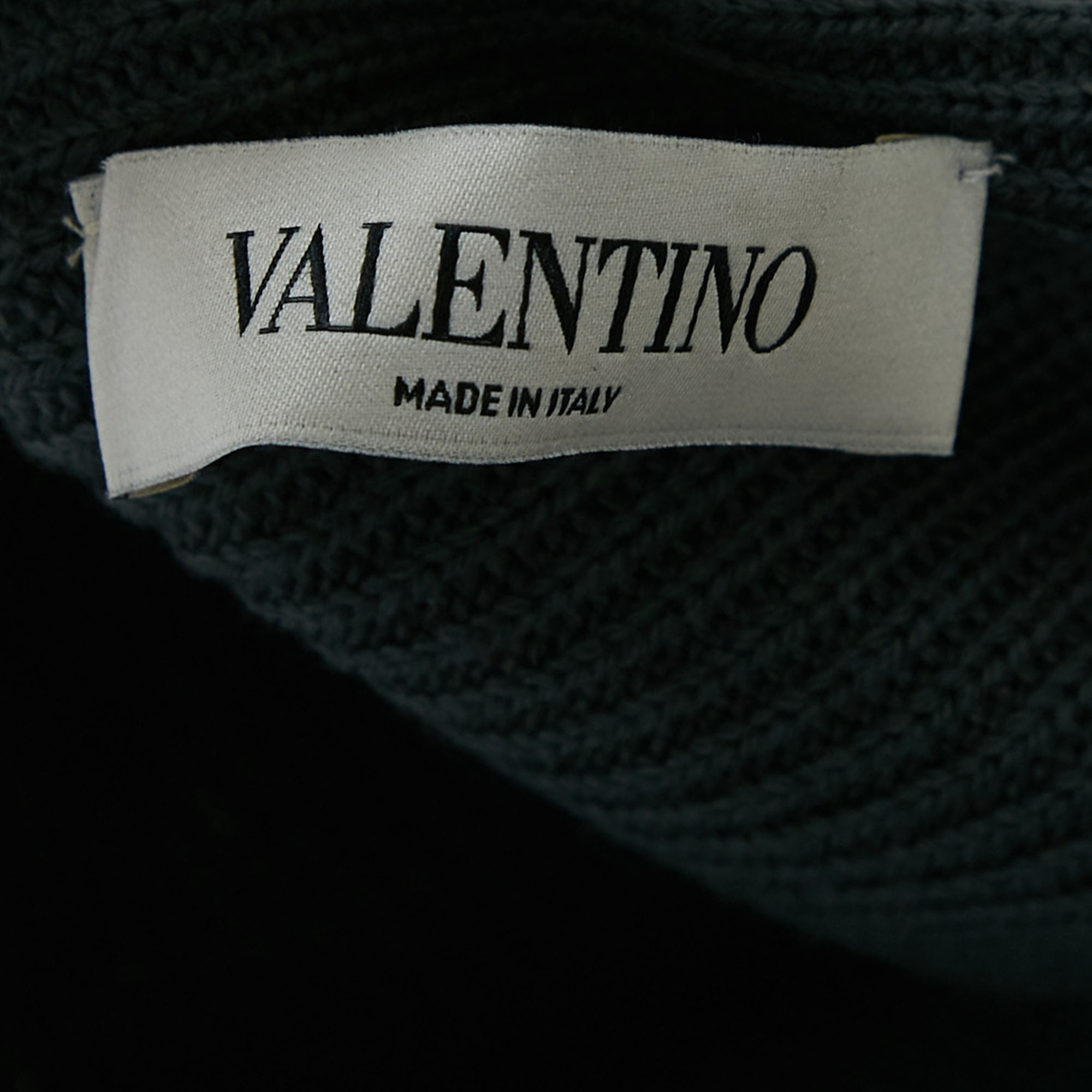 Valentino Grey Wool Rib Knit & Lace Trim Open Cardigan M 