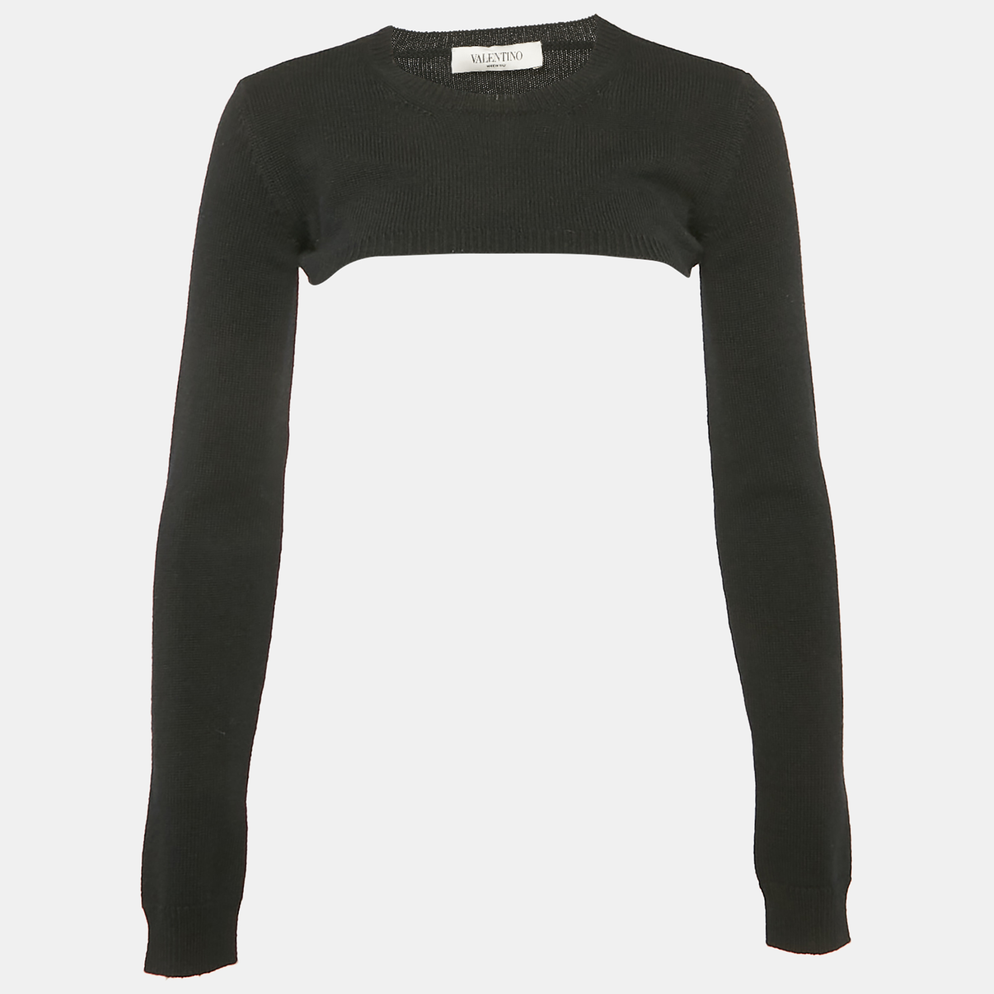 

Valentino Black Cashmere Knit Crop Sweater S