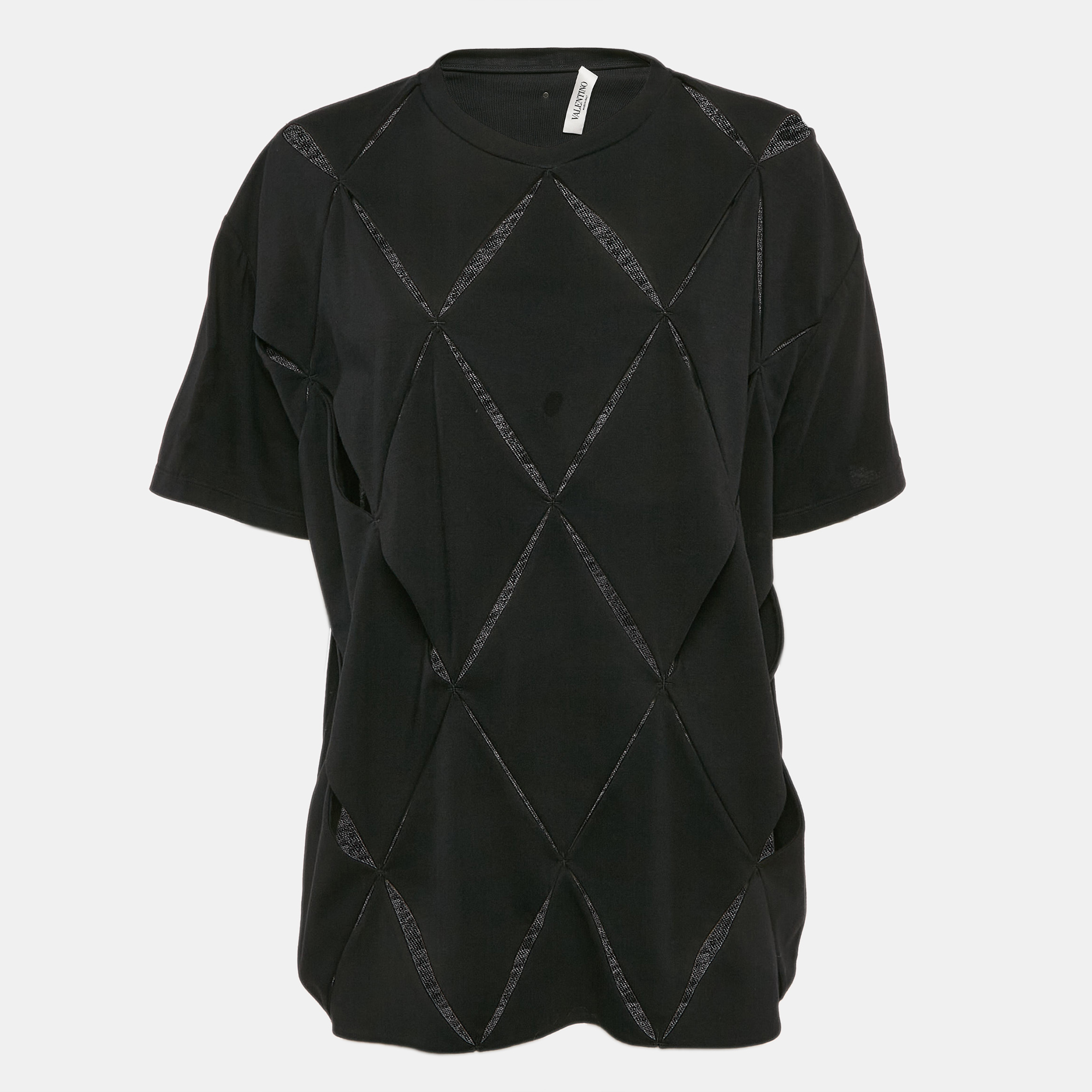 

Valentino Black Cut-Out Jersey Crew Neck T-Shirt L