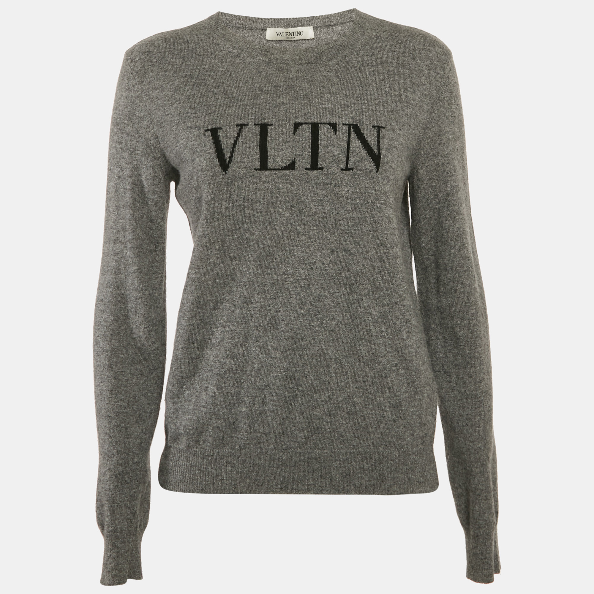 

Valentino Grey VLTN Intarsia Wool Blend Sweatshirt L