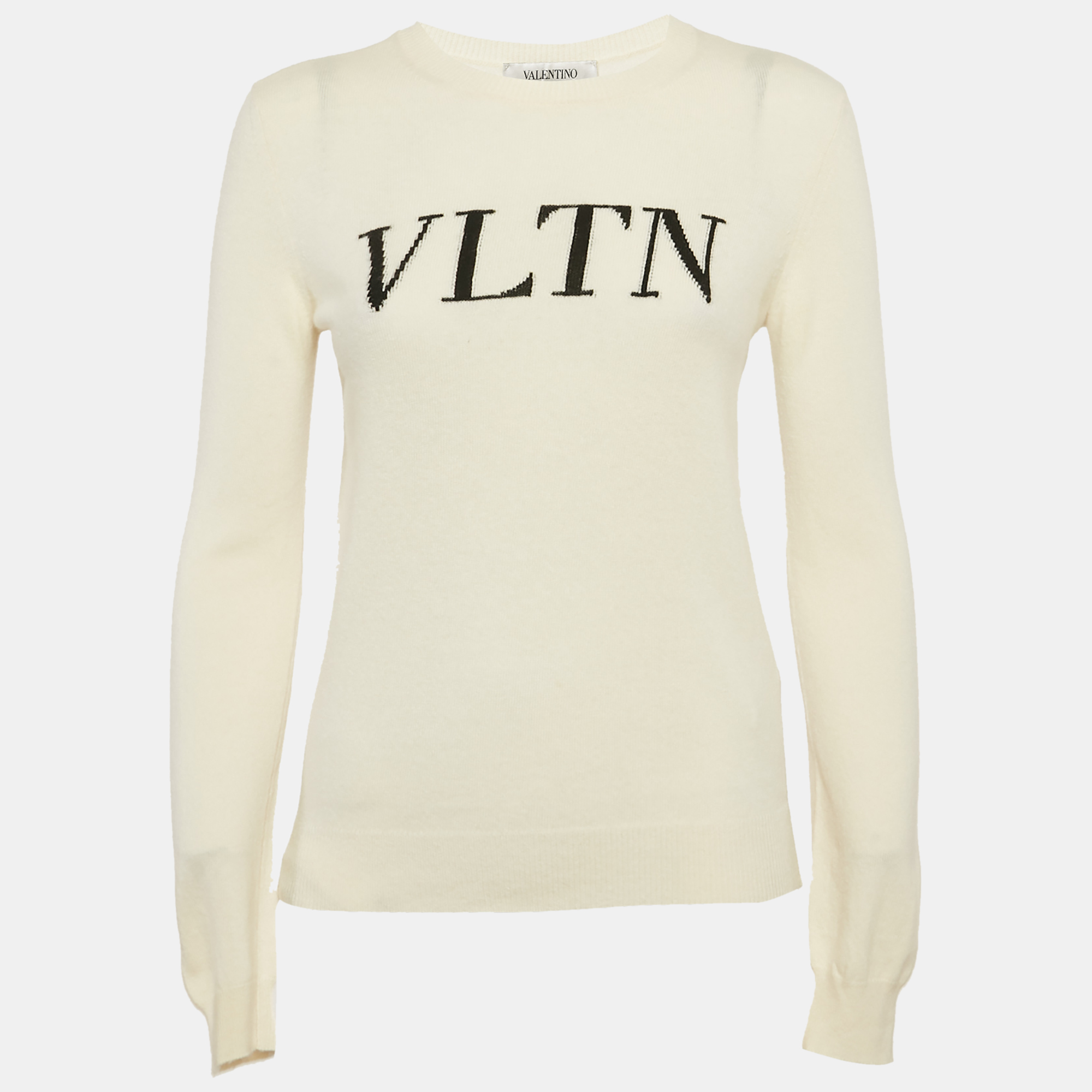 

Valentino Cream VLTN Intarsia Wool Blend Sweater S