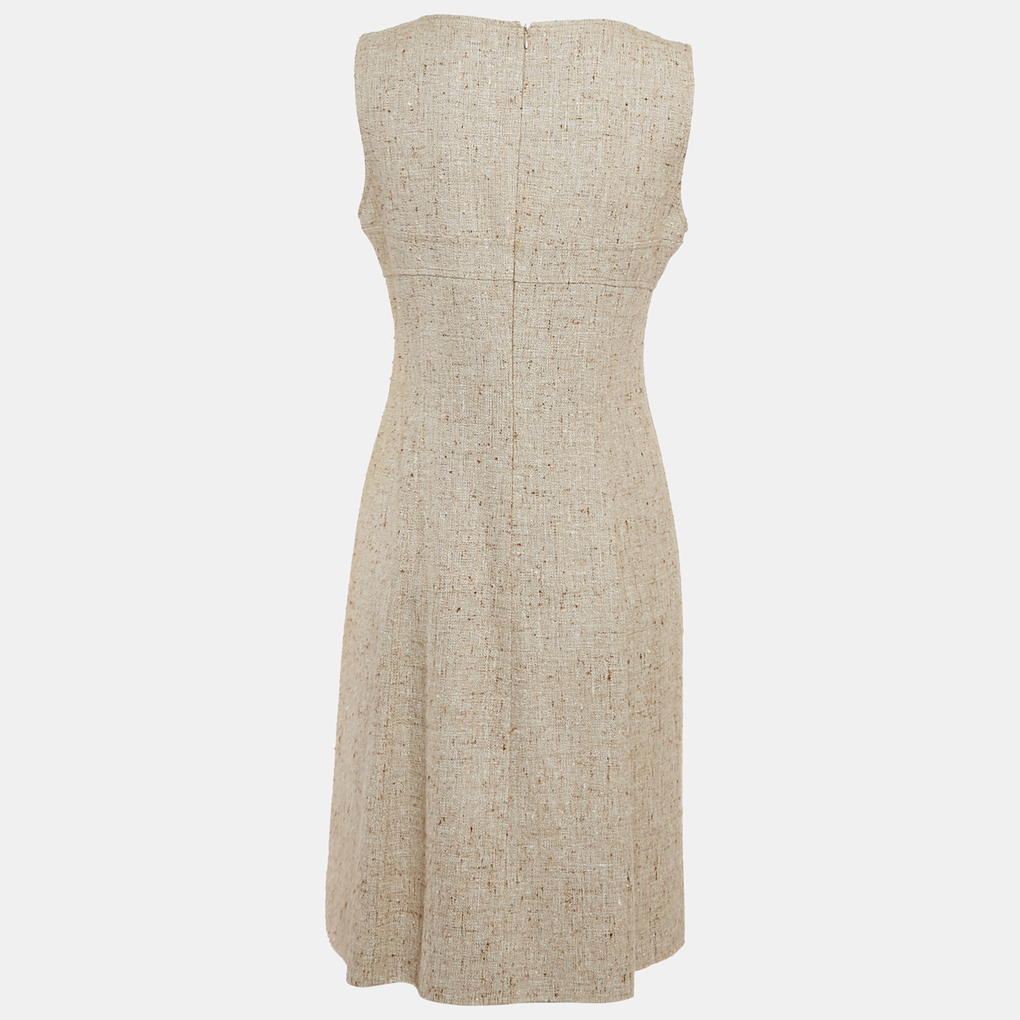 

Valentino Beige Tweed Sleeveless V-Neck Short Dress M