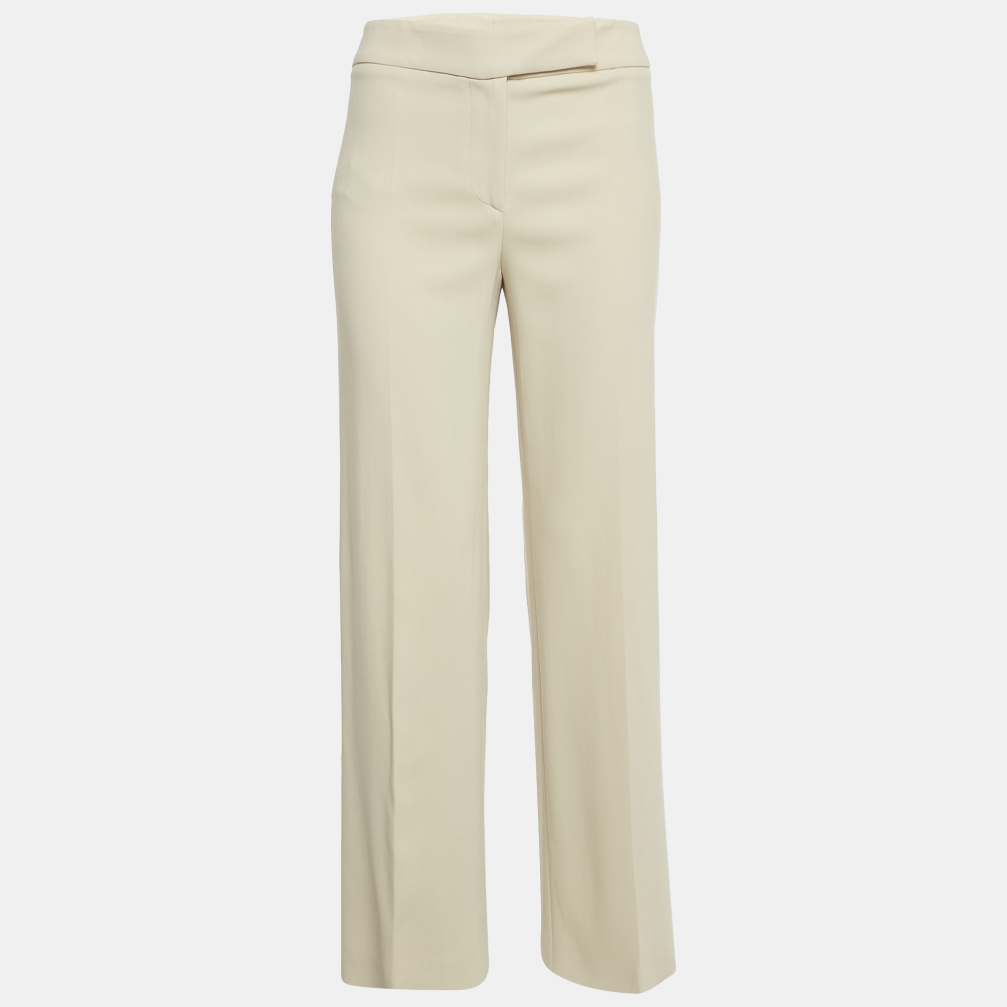 

Valentino Beige Crepe Straight Leg Trousers M