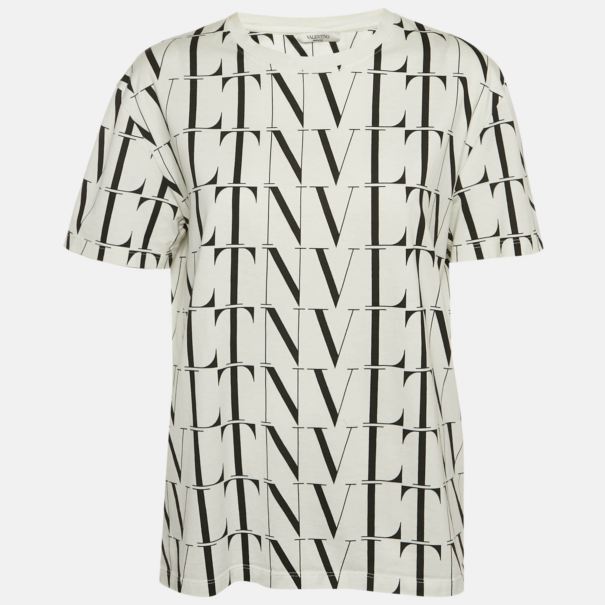 

Valentino White/Black VLTN Print Jersey Crewneck T-Shirt M
