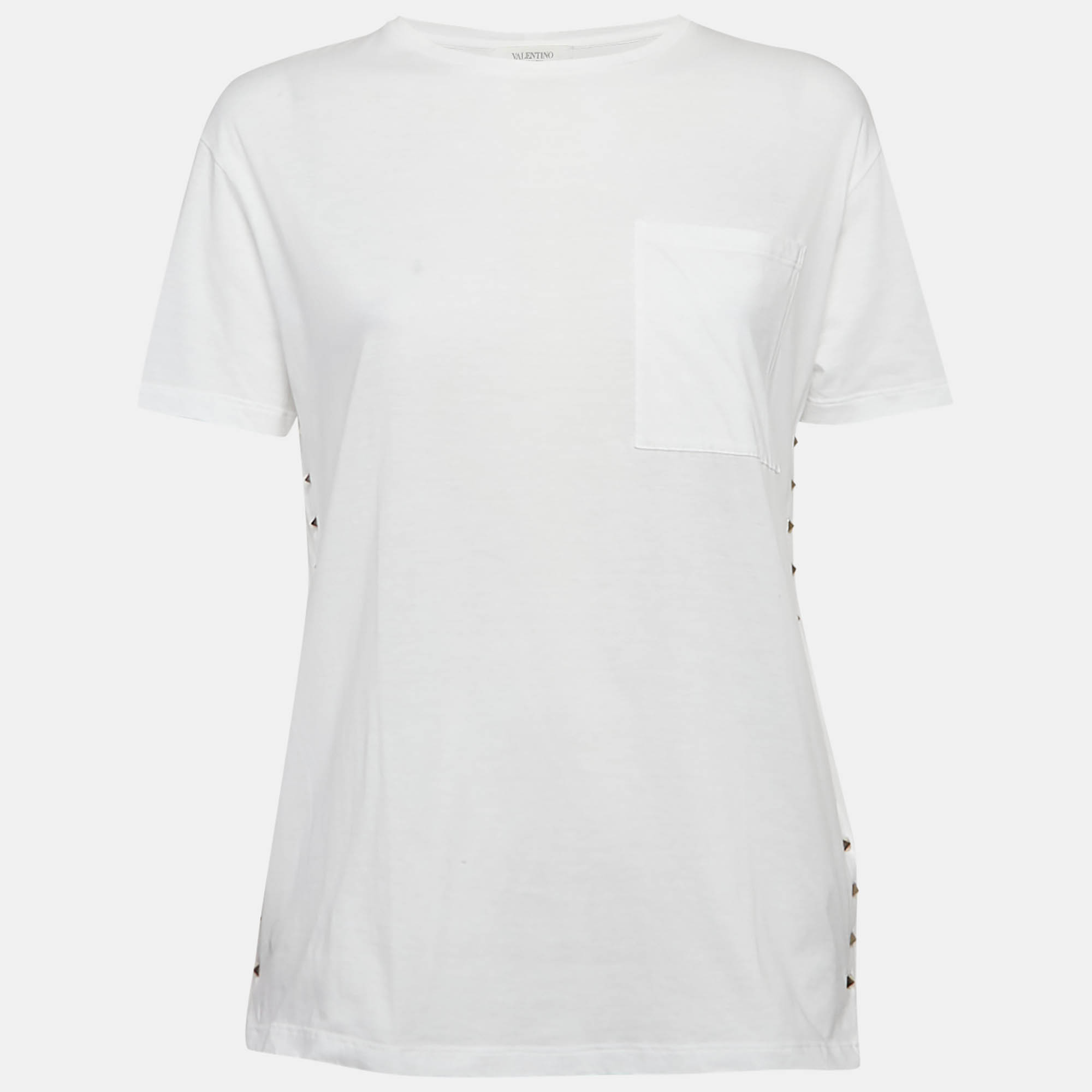 

Valentino White Rockstud Detail Jersey T-Shirt XS