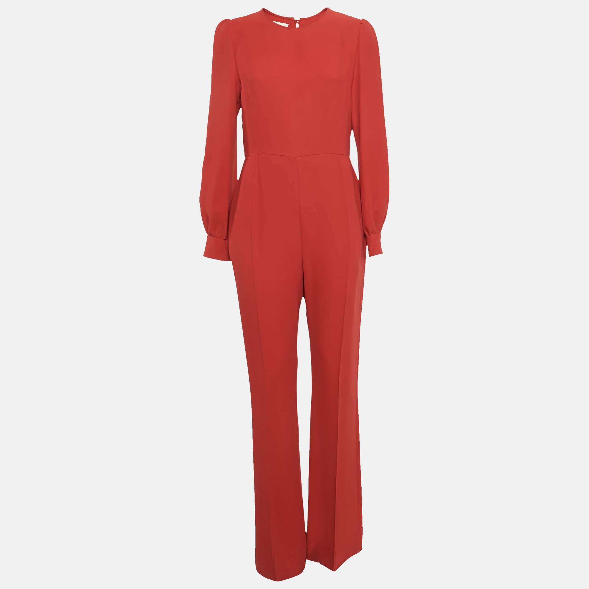 

Valentino Red Silk Long Sleeve Jumpsuit L