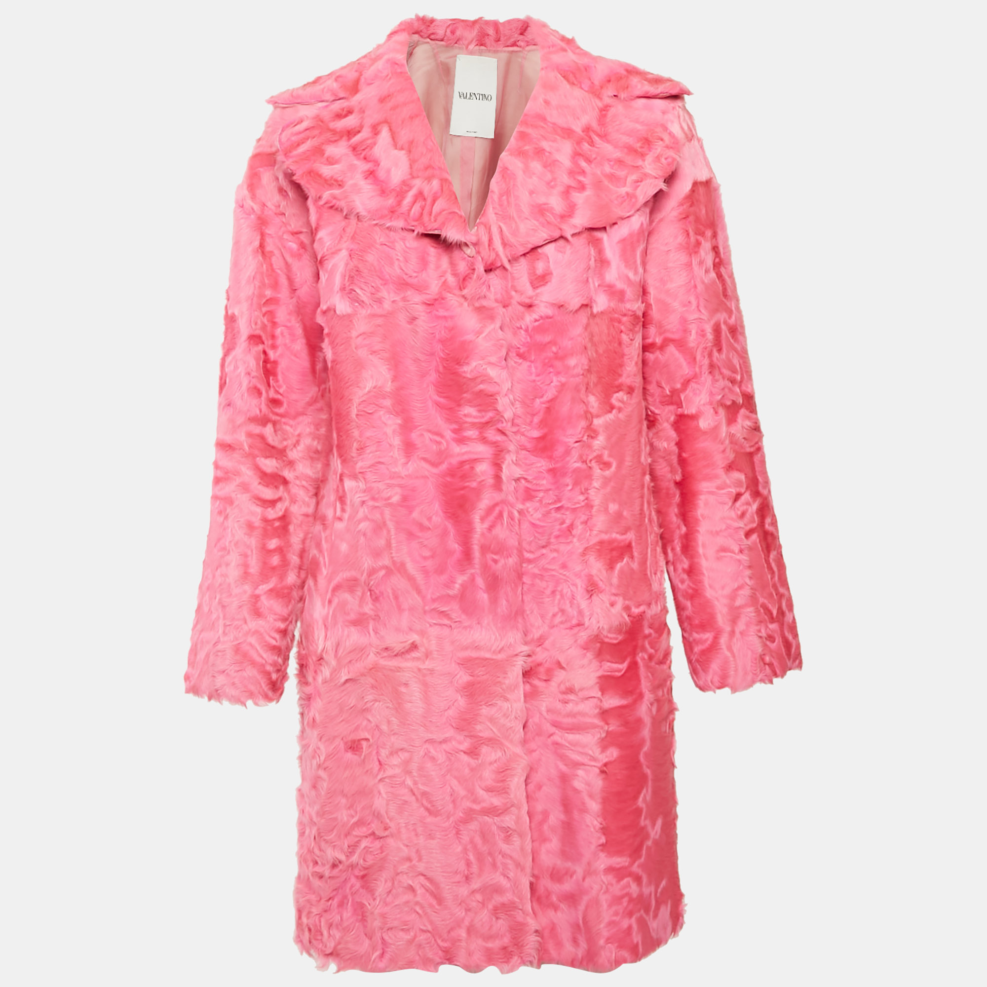 

Valentino Vintage Pink Fur Mid-Length Coat S