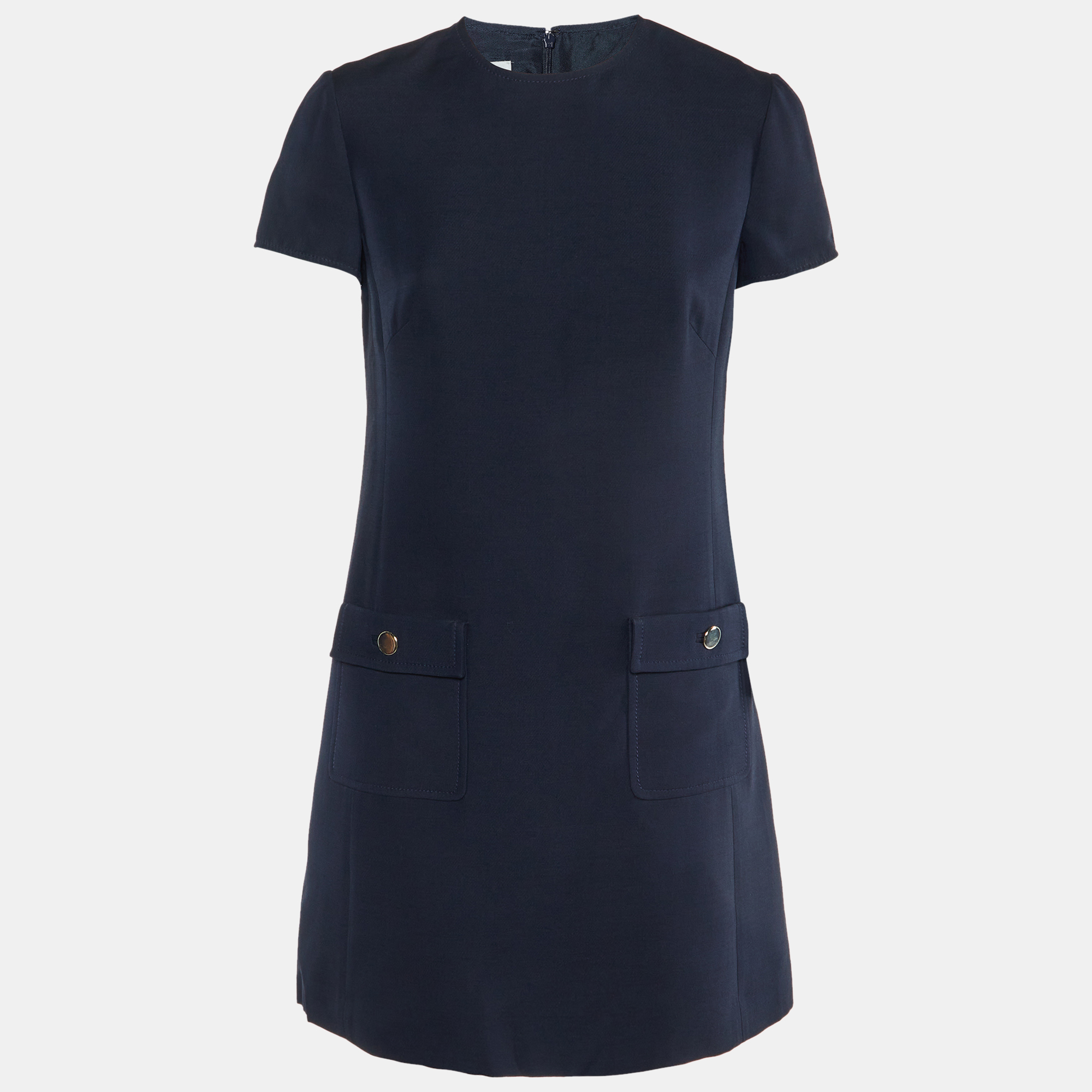 

Valentino Navy Blue Wool & Silk Shift Dress M