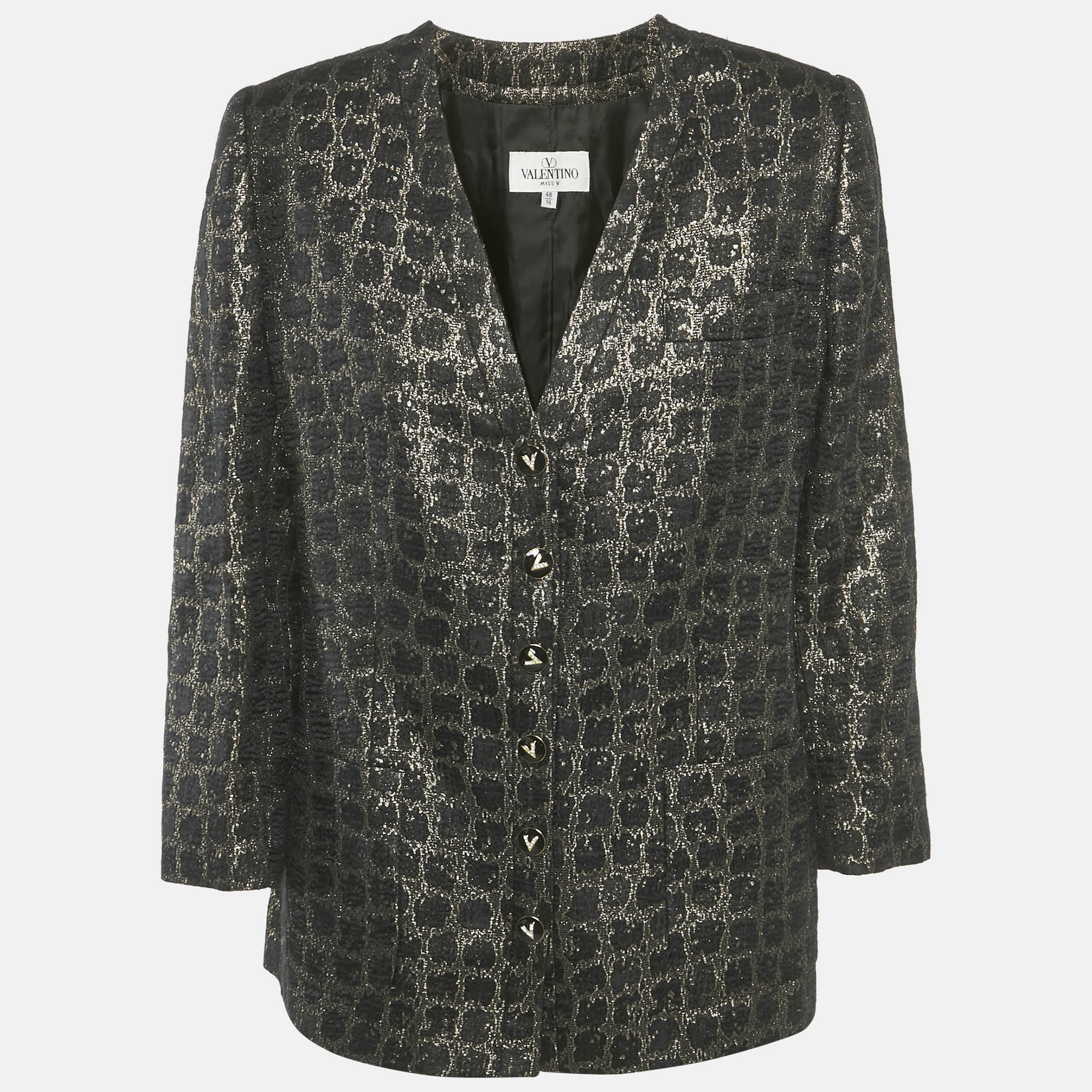 

Valentino Vintage Black/Gold Brocade Jacket L