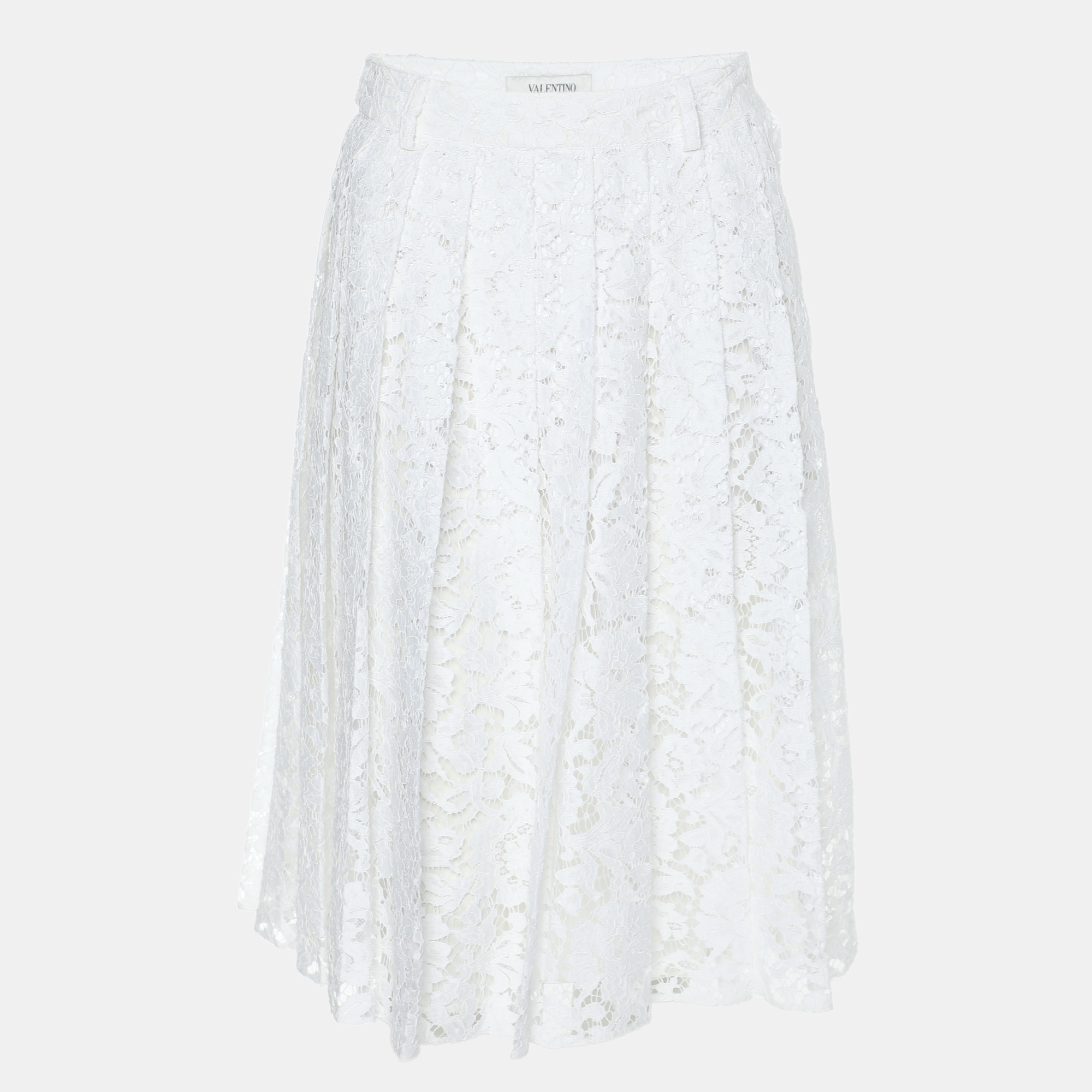 

Valentino White Floral Lace Skirt S