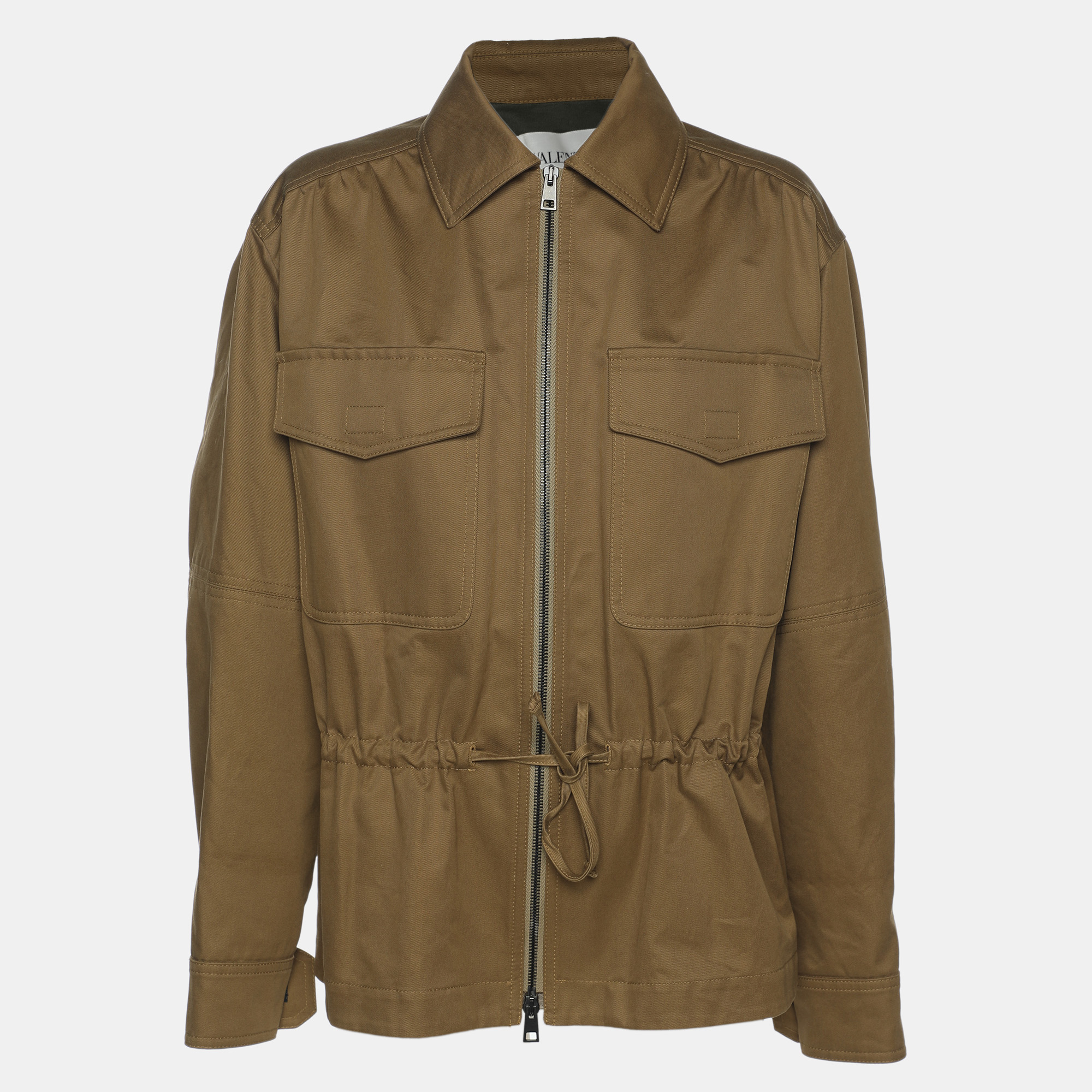 

Valentino Khaki Cotton Sequin Embellished Jacket S, Brown