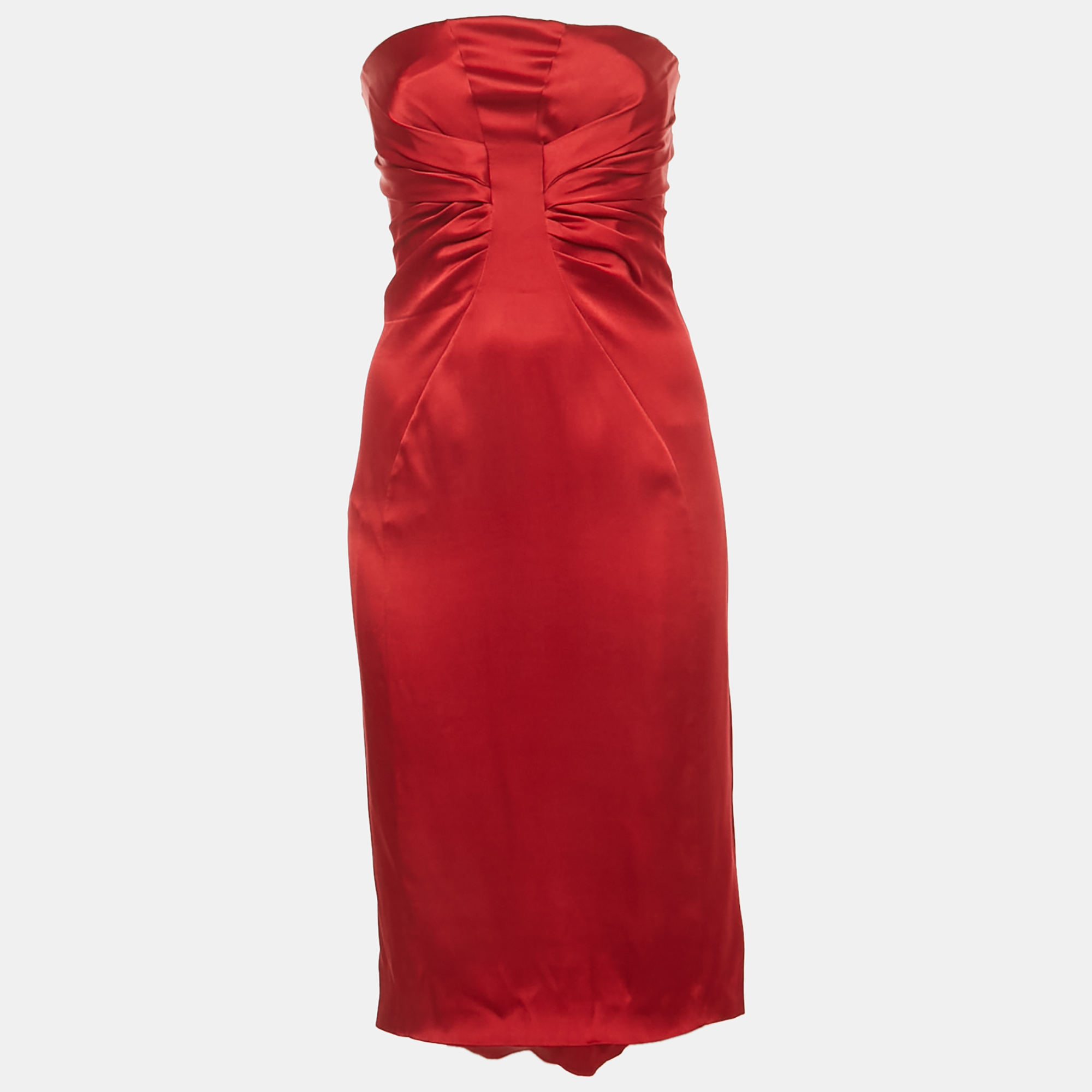 

Valentino Red Silk Strapless Short Dress S