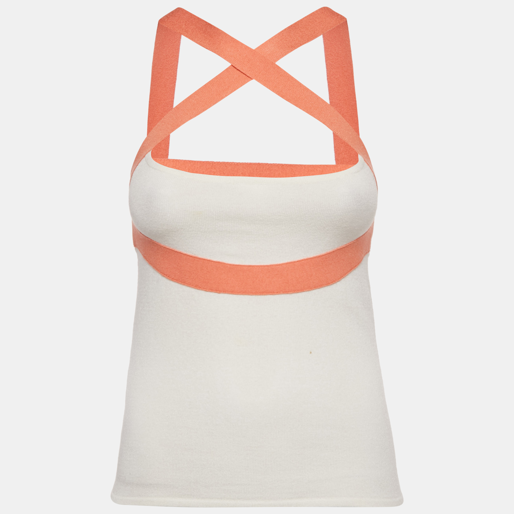 

Valentino White Knit Contrast Detail Top S