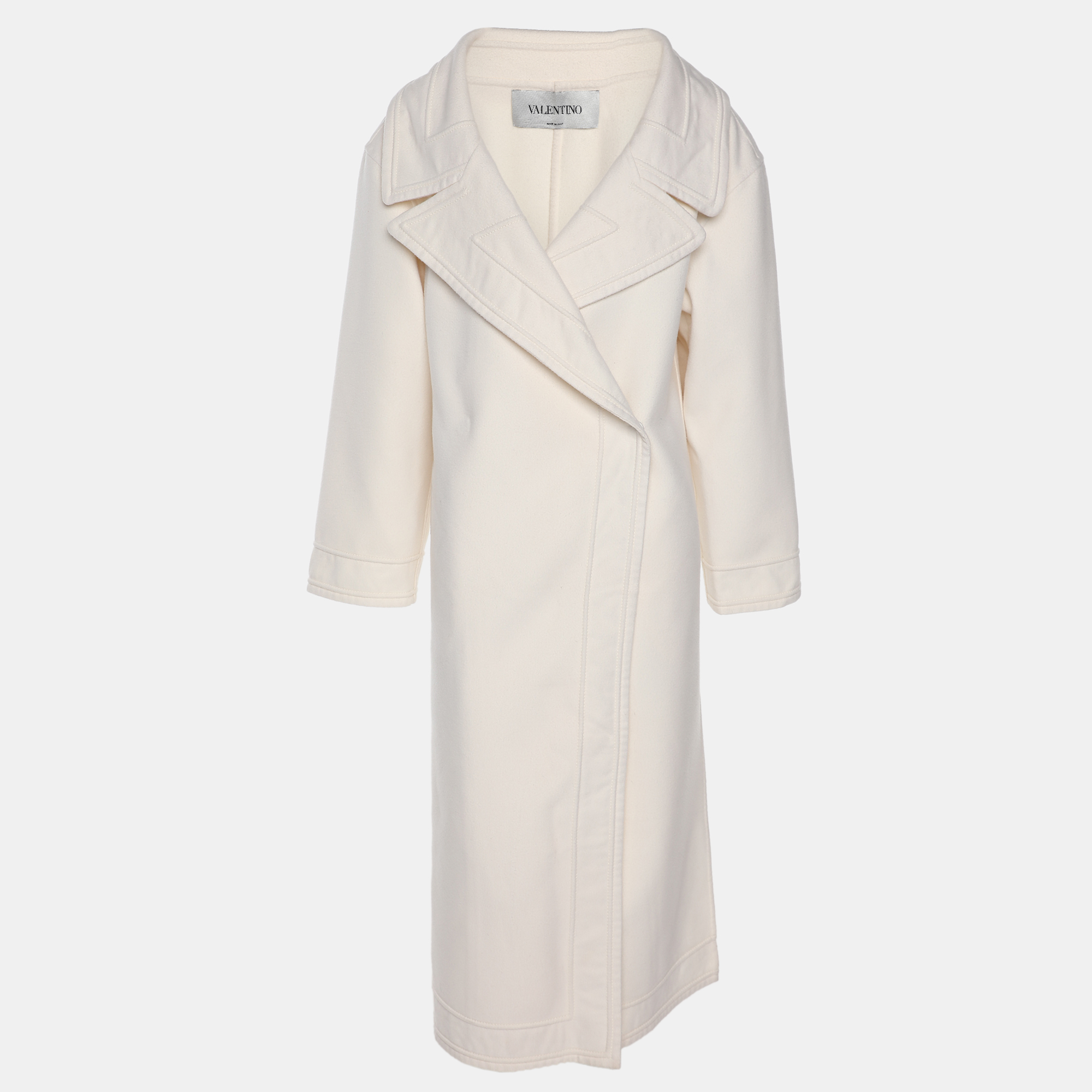 

Valentino Cream Wool Blend Trench Coat S