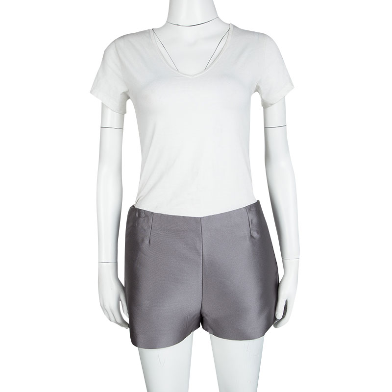 

Valentino Grey Silk Blend High Waist Shorts