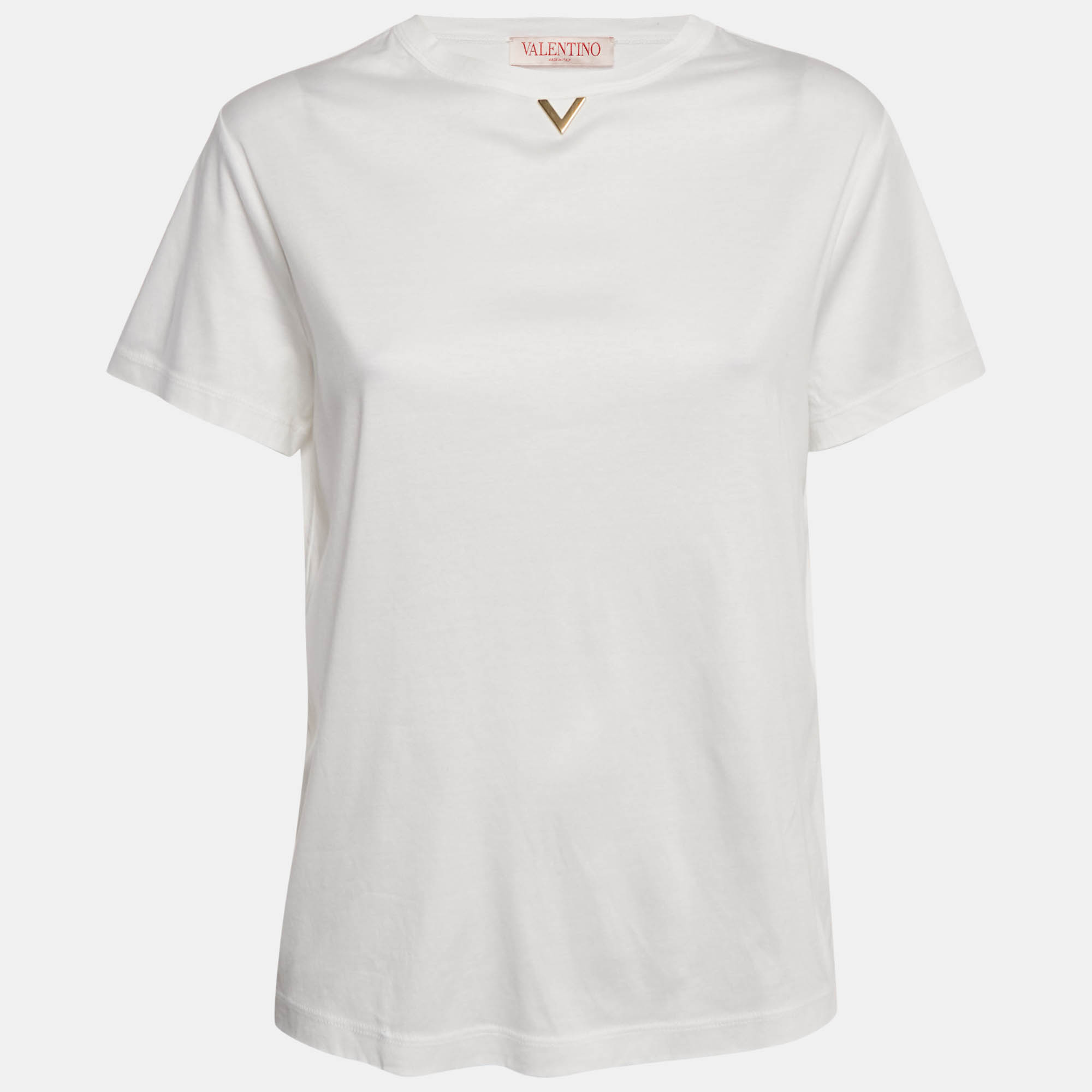 

Valentino White V Detail Jersey Boxy Crew Neck T-Shirt M