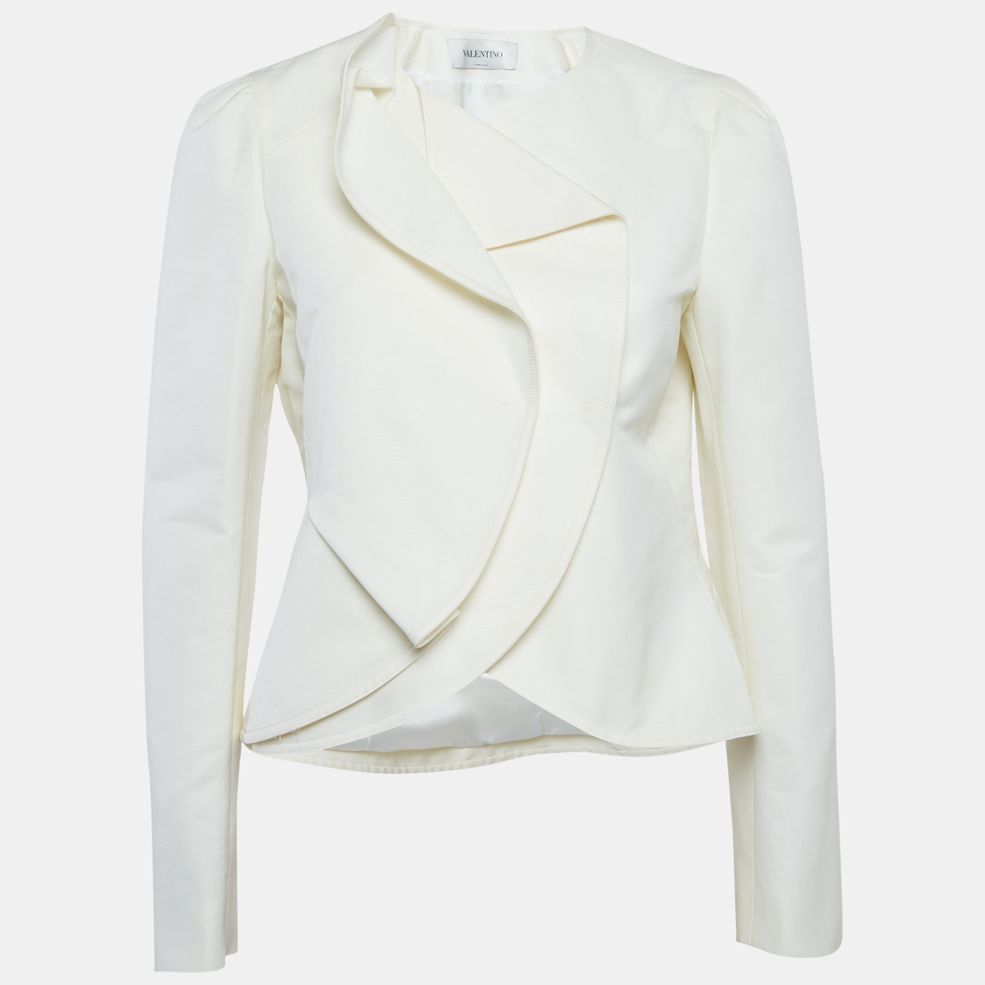 Pre-owned Valentino Off-white Cotton Cross-over Jacket M