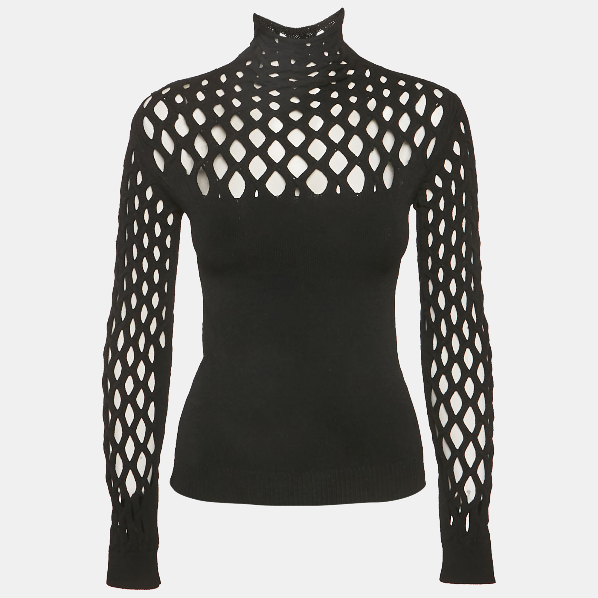 

Valentino Black Stretch Mesh Knit Pull Over M