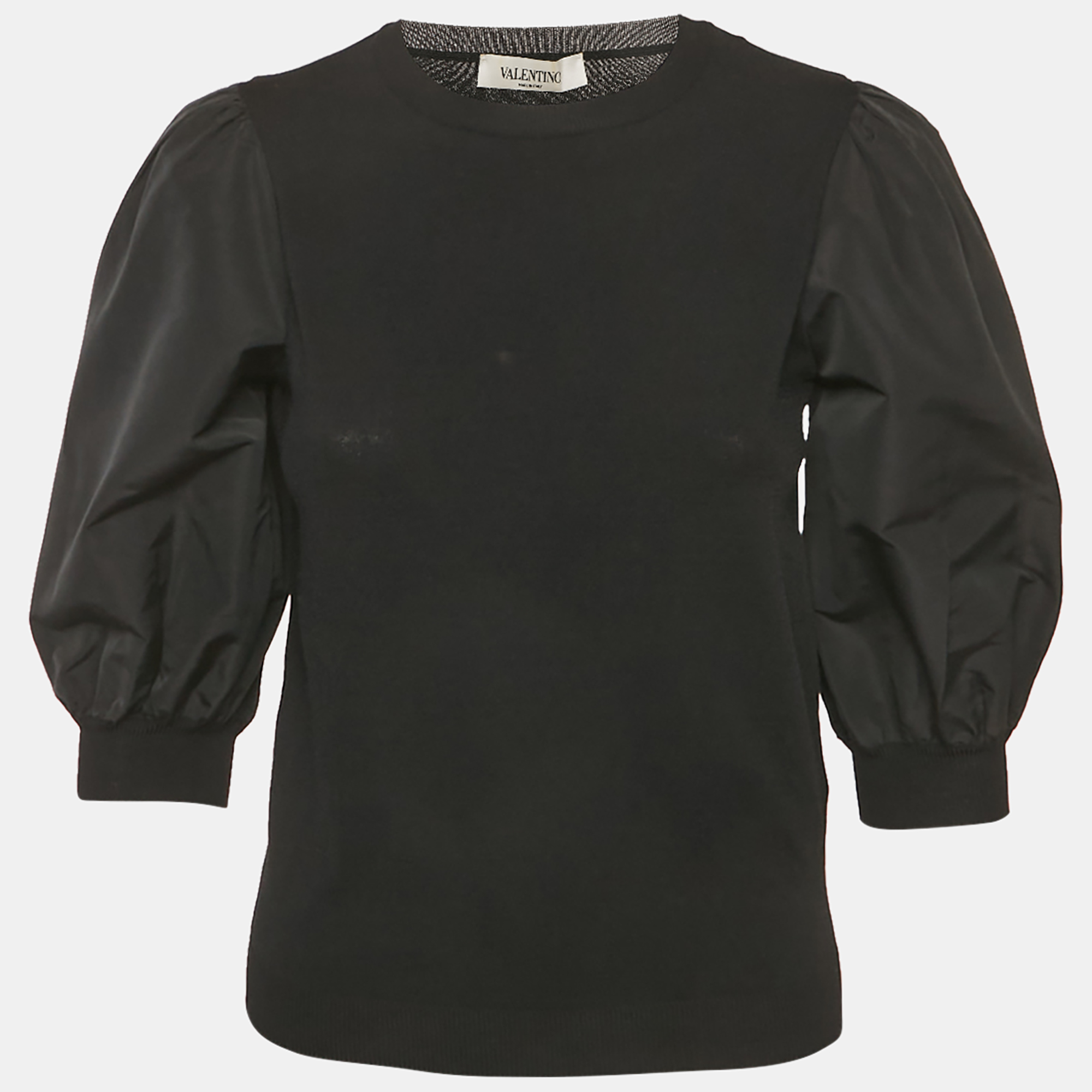 

Valentino Black Knit Puff Sleeve Top S