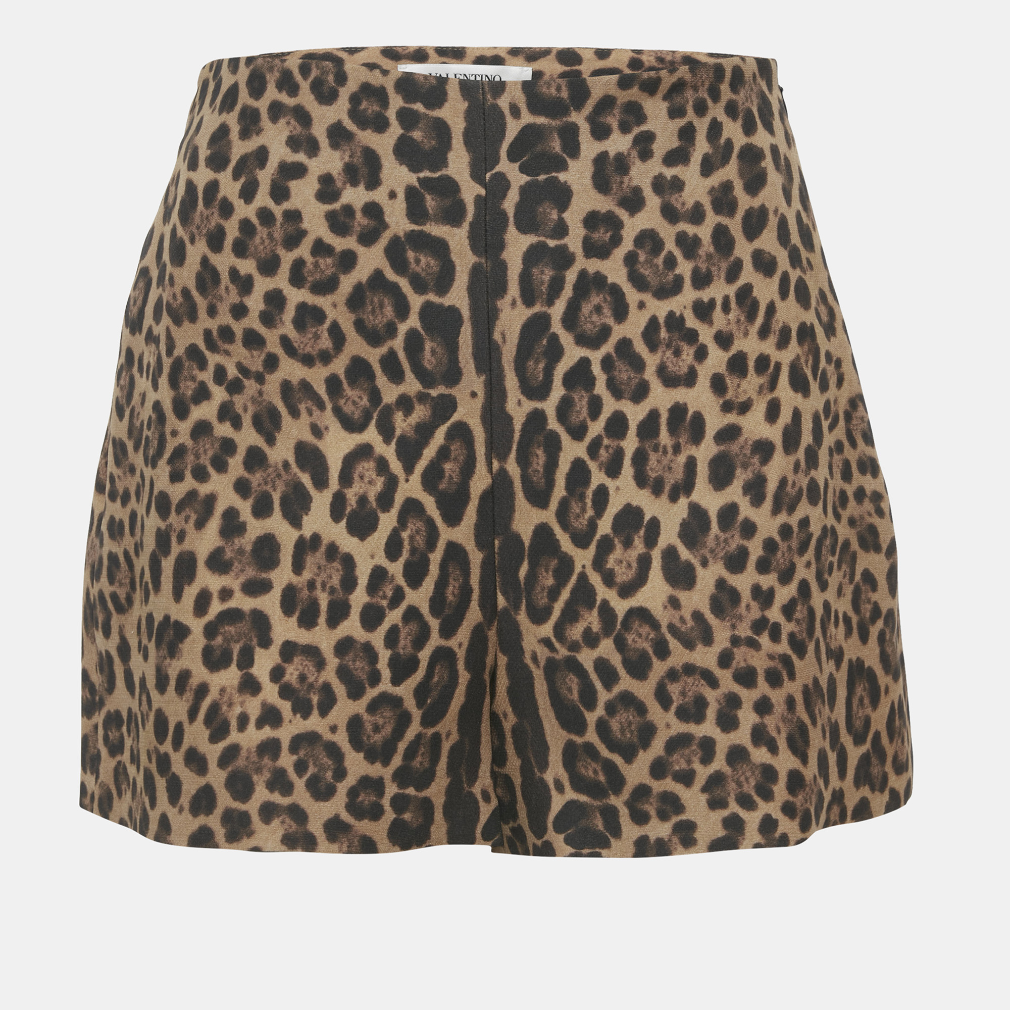 

Valentino Brown Leopard Print Wool Blend Shorts M
