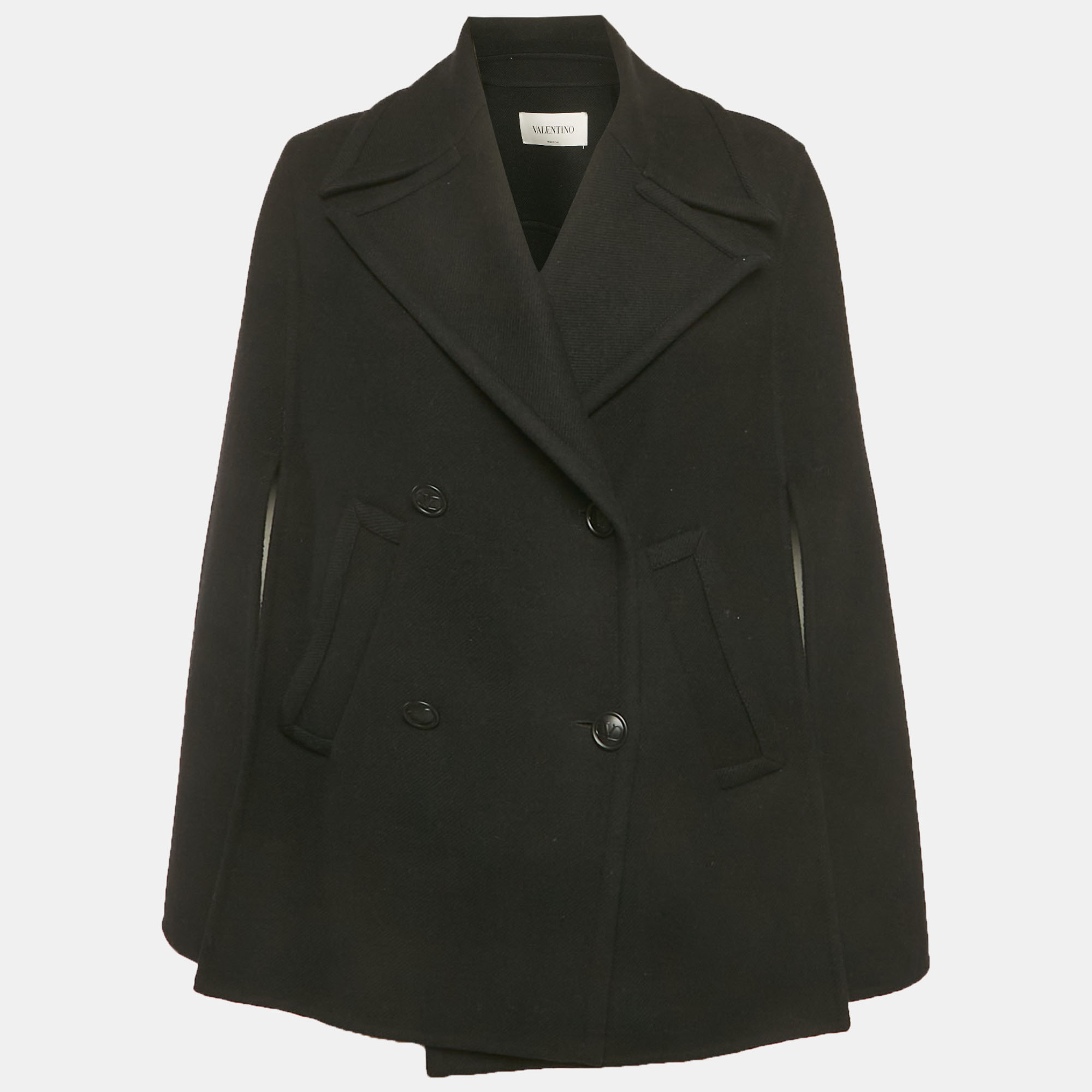 

Valentino Black Wool Double Breasted Cape Jacket S