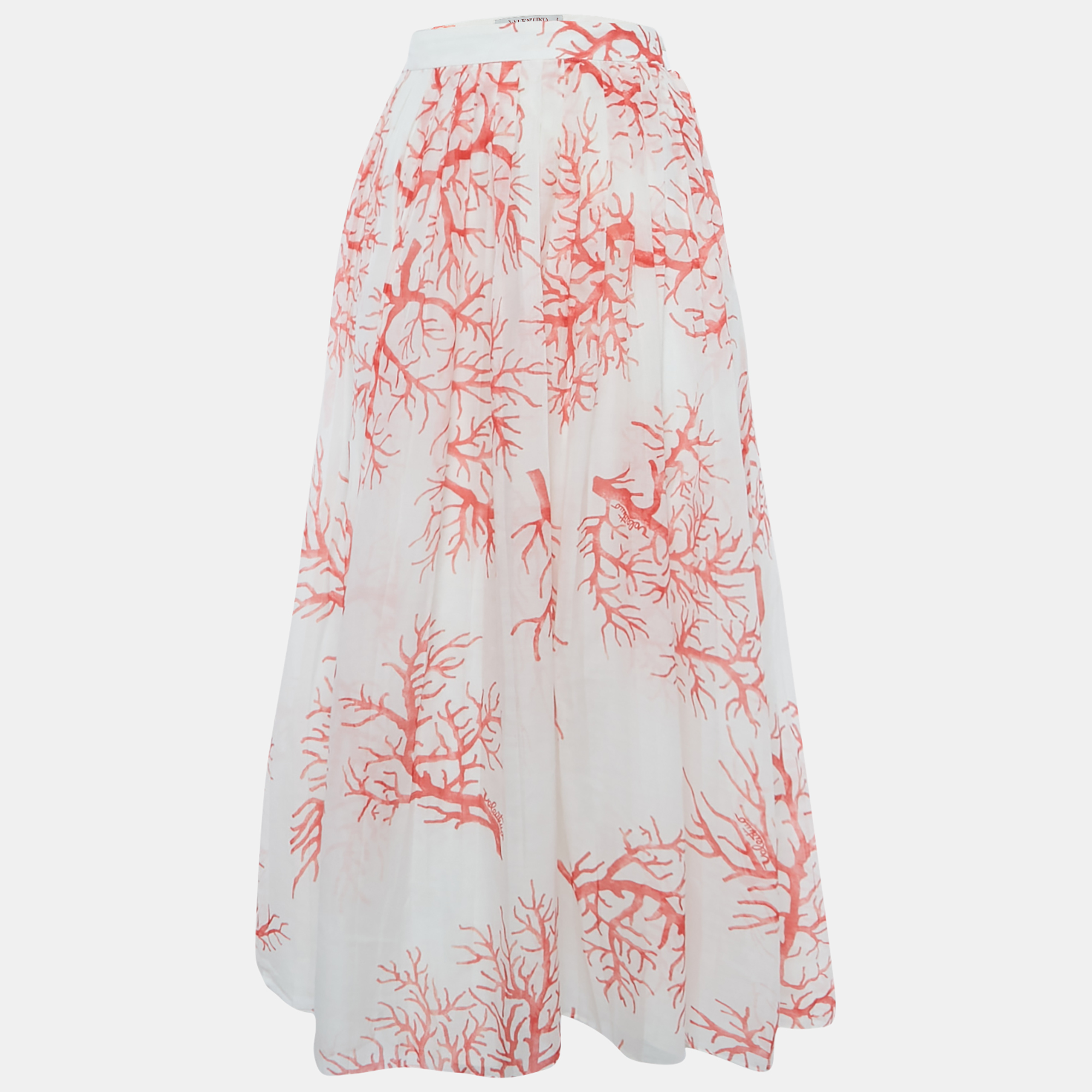 

Valentino Archive '68 White Printed Cotton & Silk Midi Skirt M