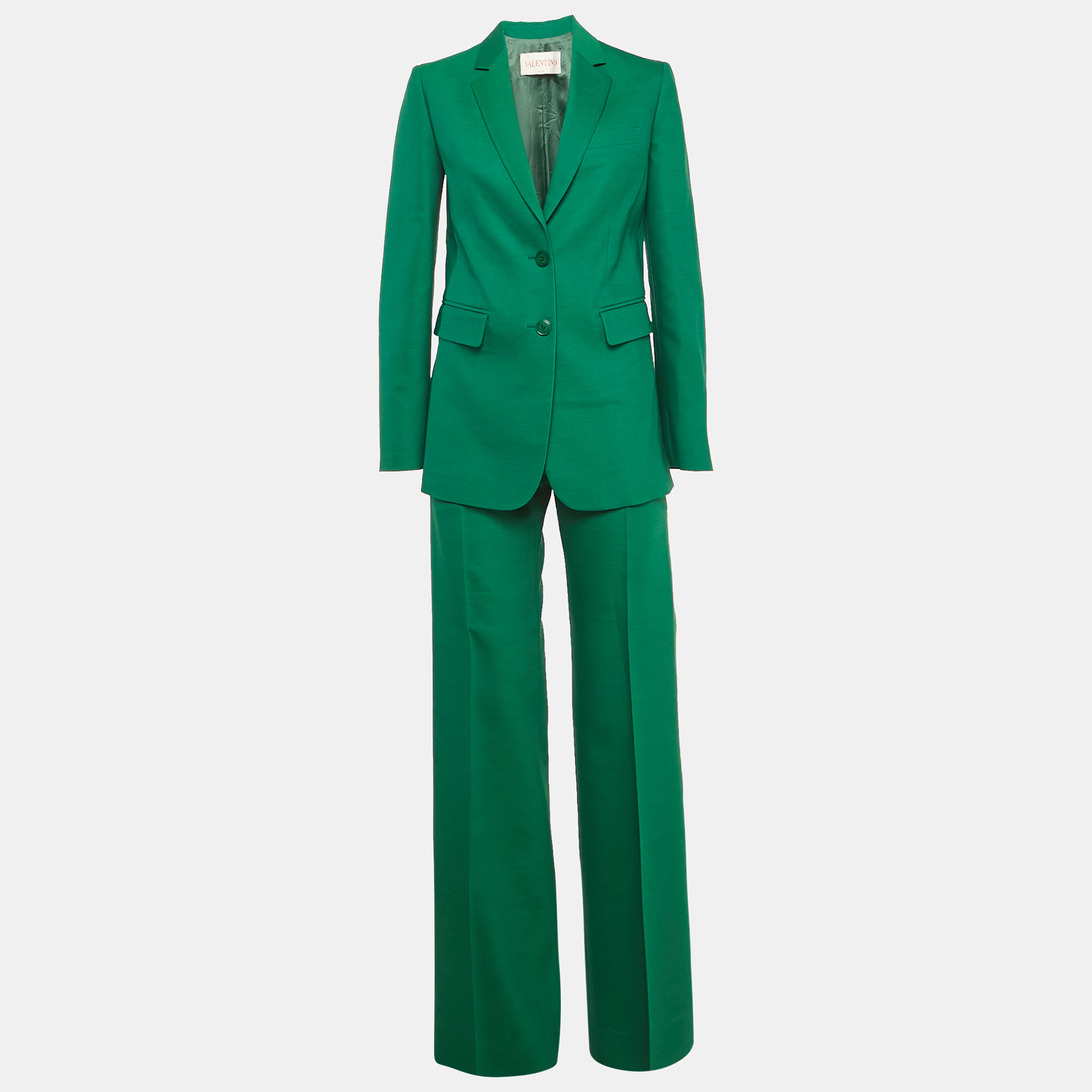 

Valentino Green Silk Blend Blazer & Pants Suit Set S