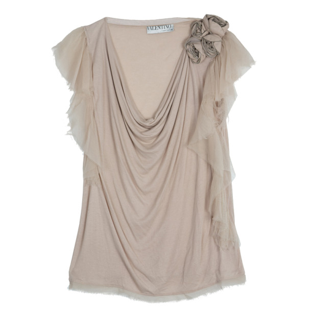 Pre Owned Valentino Flower Embellished Top S