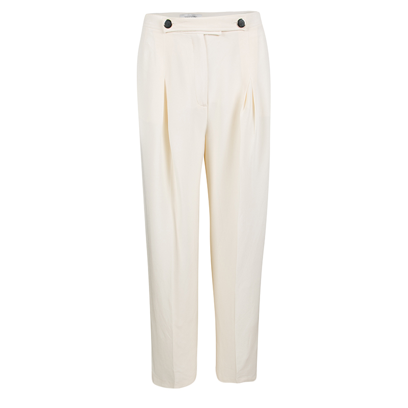cream high waisted wide leg trousers