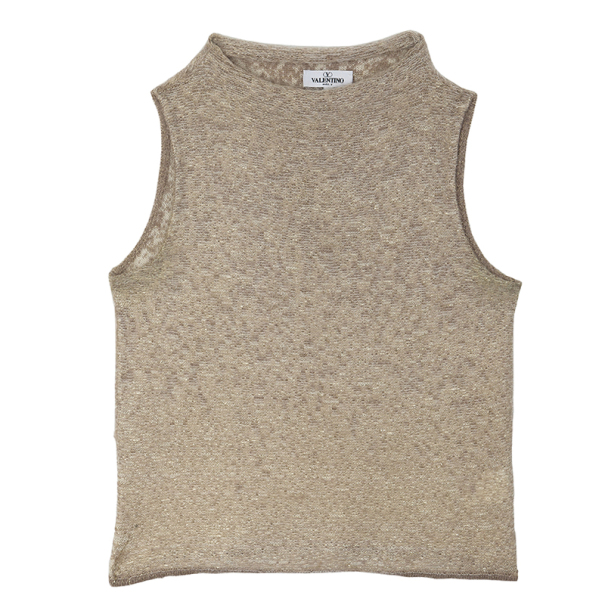 Pre Owned Valentino Beige Mohair Sleeveless Top L