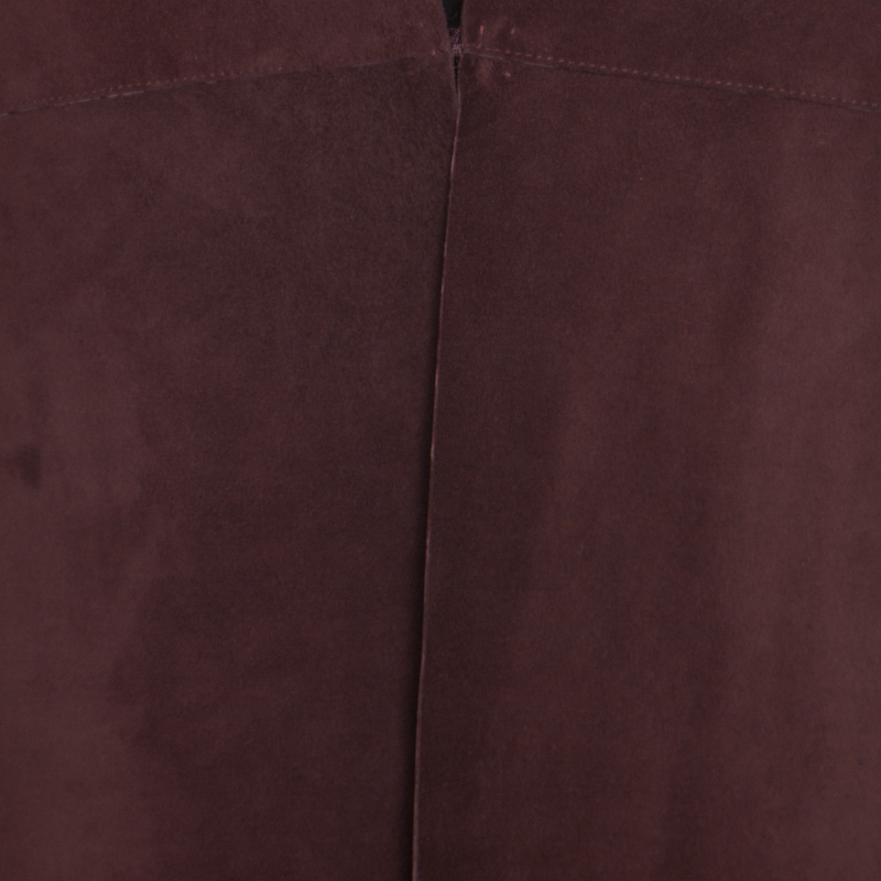 Pre-owned Valentino Burgundy Leather Poncho Style Fringed Hem Jacket S