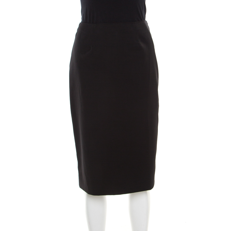 

Valentino Black Wool Gabardine Pencil Skirt