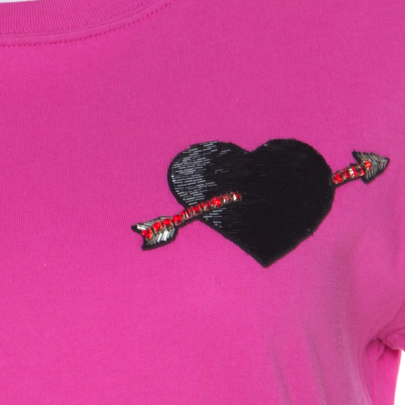 Pre-owned Valentino Pink Cotton Heart Applique T Shirt S