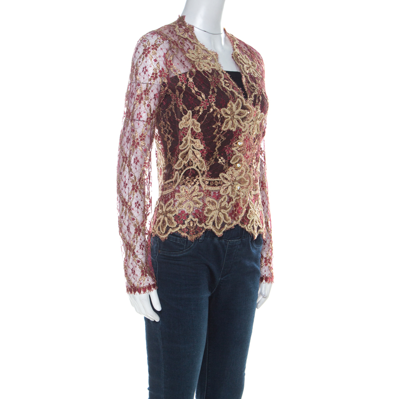 

Valentino Boutique Vintage Red and Gold Lace Shrug